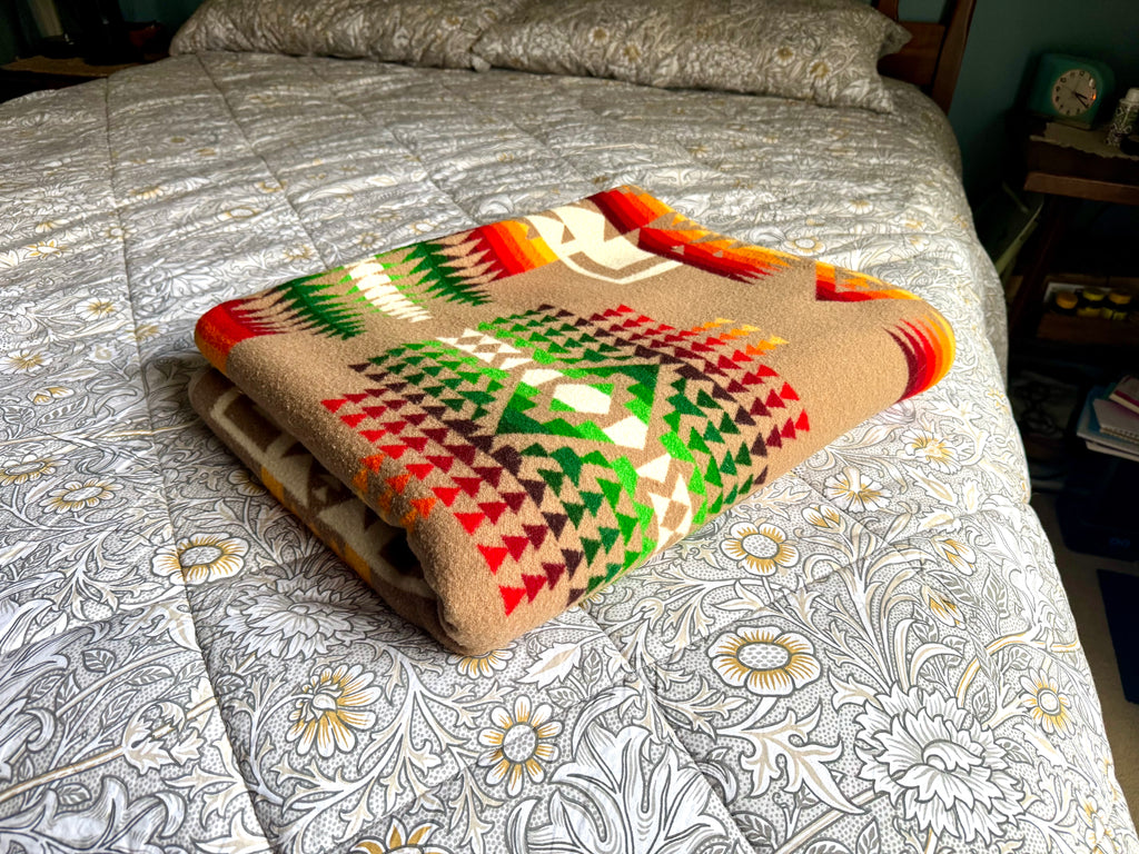 Vintage Pendleton Beaver State Wool Blanket Chief Native American Indian 80" x 64"