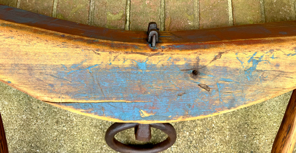 Antique Double Ox Yoke | Large Ox Yoke | Rustic Wood and Steel Double Ox Yoke | Large Primitive Handmade Double Oxen Yoke | Farmhouse Decor