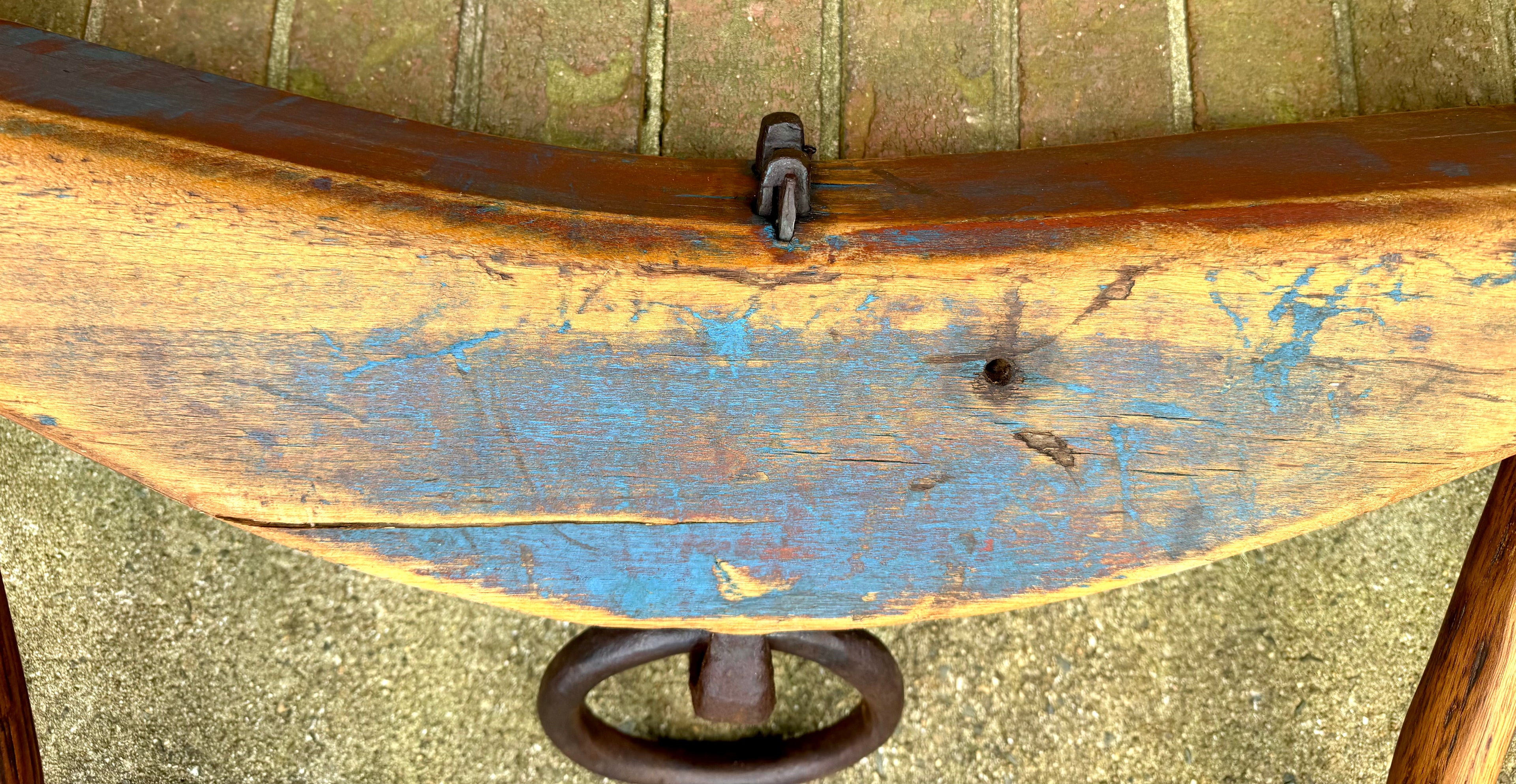 Antique Double Ox Yoke | Large Ox Yoke | Rustic Wood and Steel Double Ox Yoke | Large Primitive Handmade Double Oxen Yoke | Farmhouse Decor