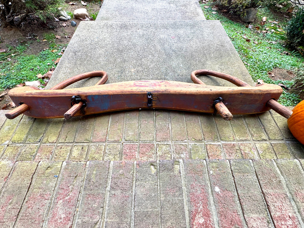 Antique Double Ox Yoke | Large Ox Yoke | Rustic Wood and Steel Double Ox Yoke | Large Primitive Handmade Double Oxen Yoke | Farmhouse Decor
