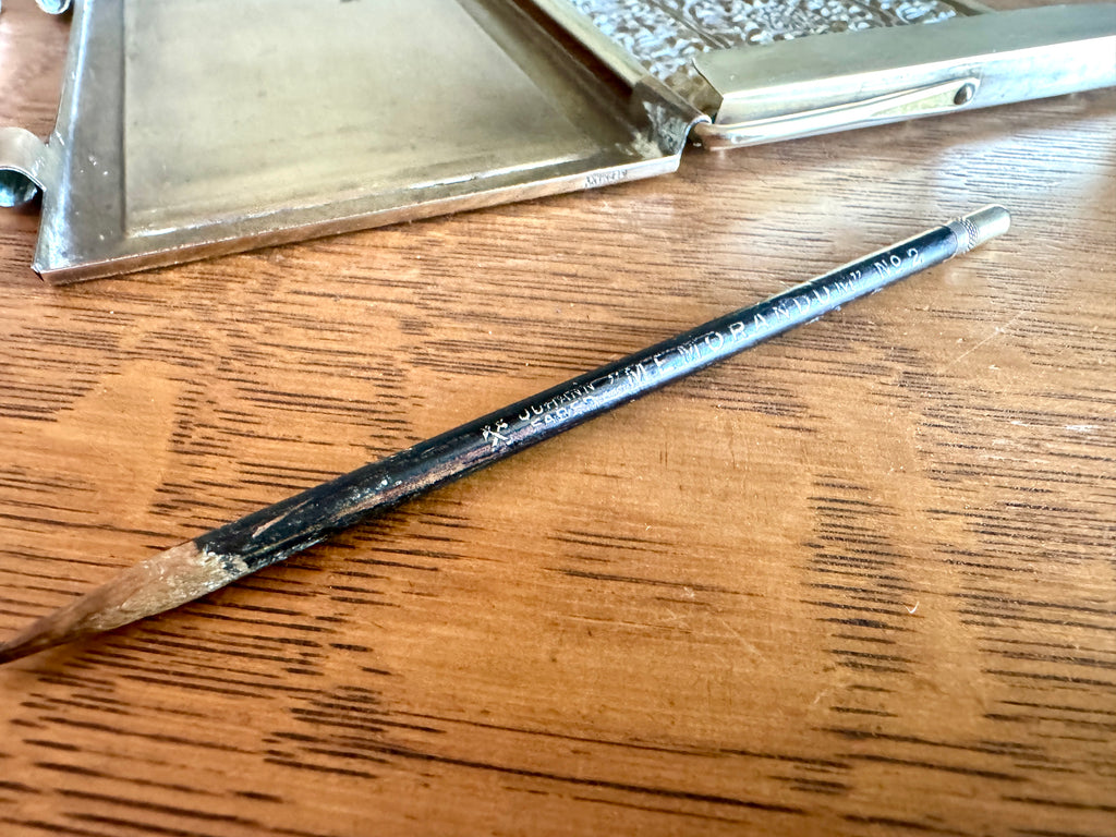 Antique Weimer Era Germany Bronze/Brass Notebook Case ~ Brass Scoring Case with Johan Faber Memorandum Pencil