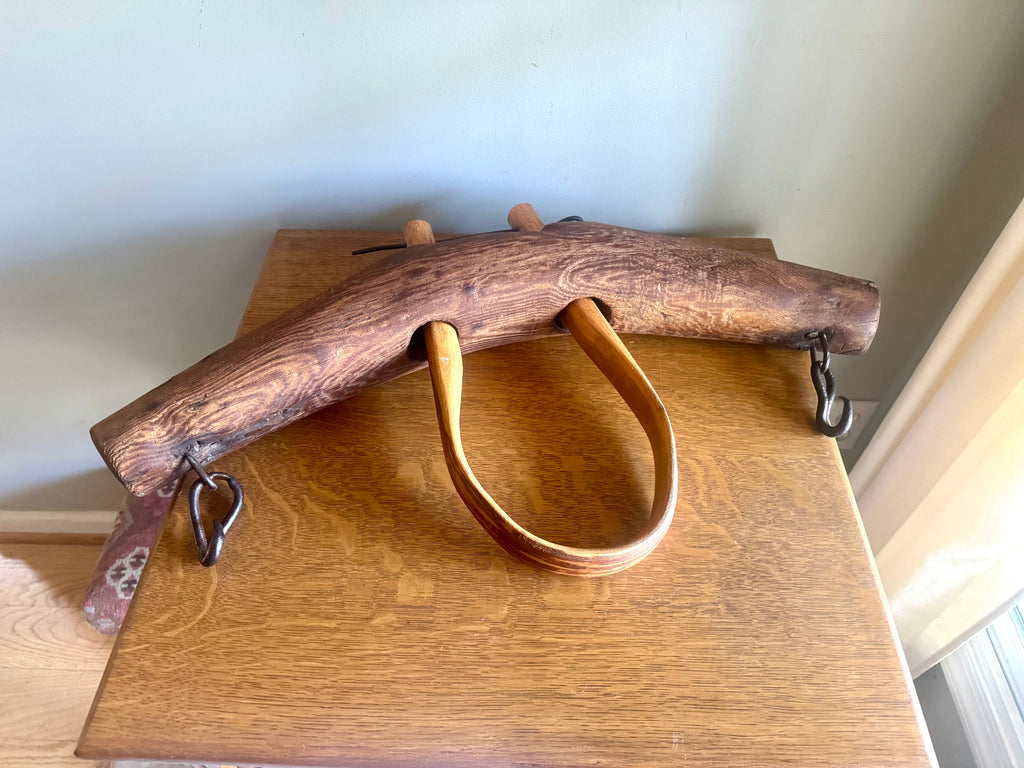 Antique Single Ox Yoke | Large Ox Yoke | Rustic Wood and Steel Single Ox Yoke | Small Primitive Handmade Oxen Yoke | Farmhouse Decor | Western Decor