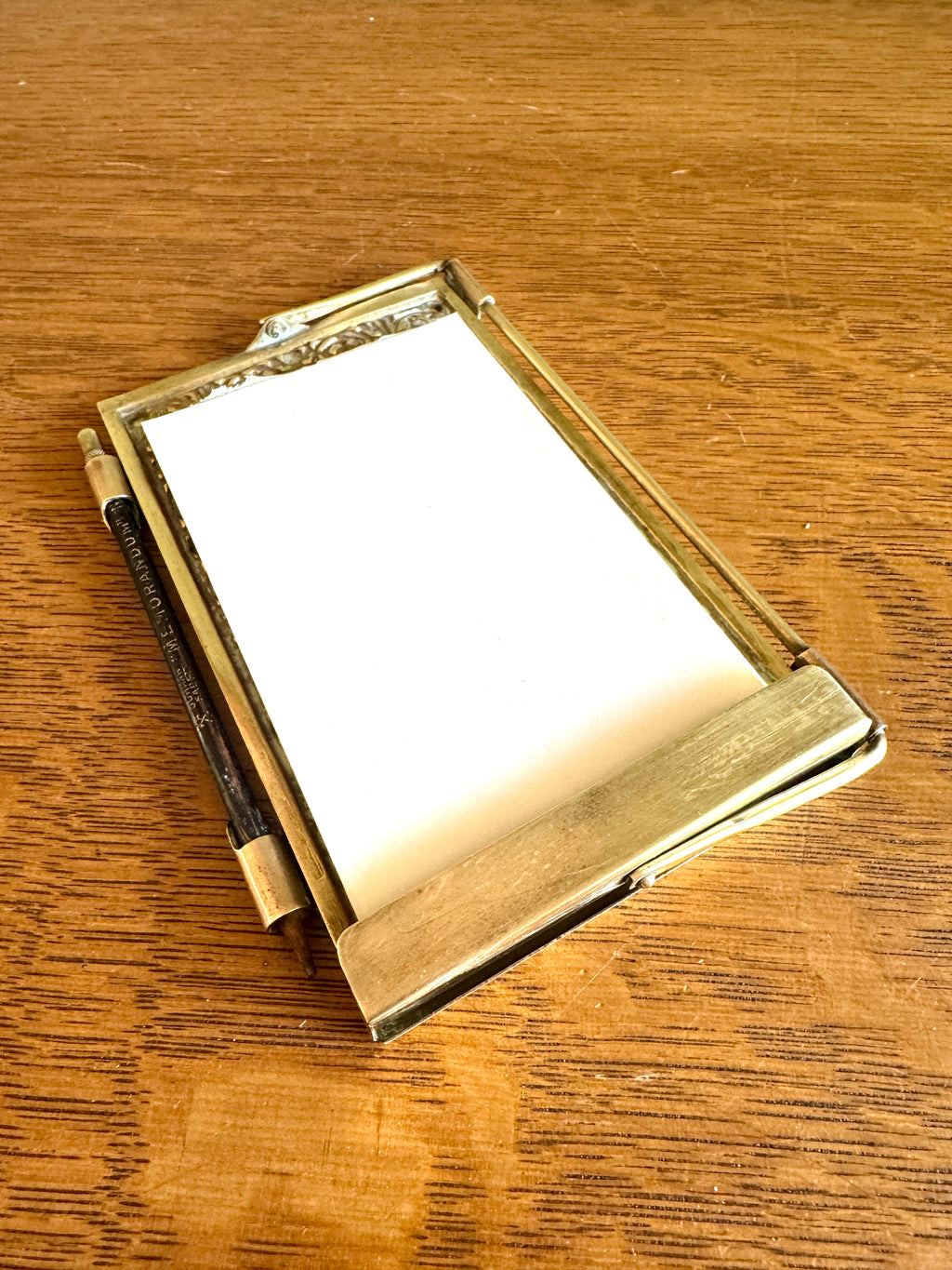 Antique Weimer Era Germany Bronze/Brass Notebook Case ~ Brass Scoring Case with Johan Faber Memorandum Pencil