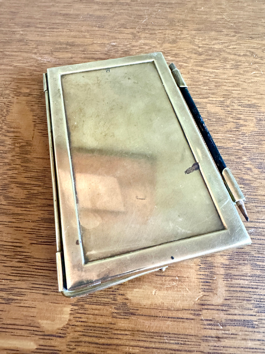 Antique Weimer Era Germany Bronze/Brass Notebook Case ~ Brass Scoring Case with Johan Faber Memorandum Pencil