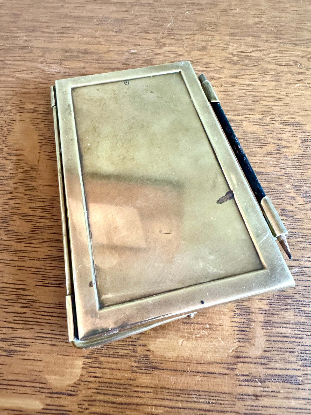 Antique Weimer Era Germany Bronze/Brass Notebook Case ~ Brass Scoring Case with Johan Faber Memorandum Pencil