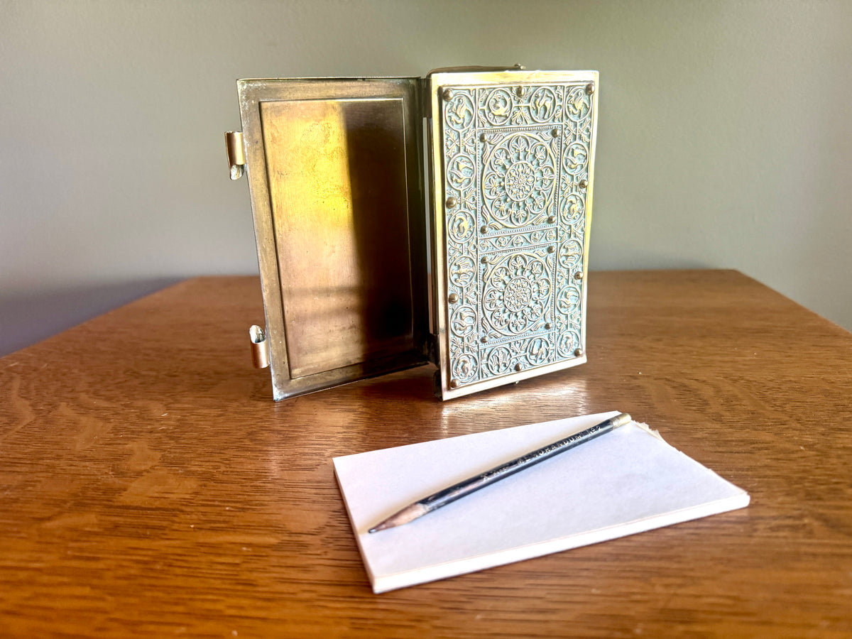 Antique Weimer Era Germany Bronze/Brass Notebook Case ~ Brass Scoring Case with Johan Faber Memorandum Pencil