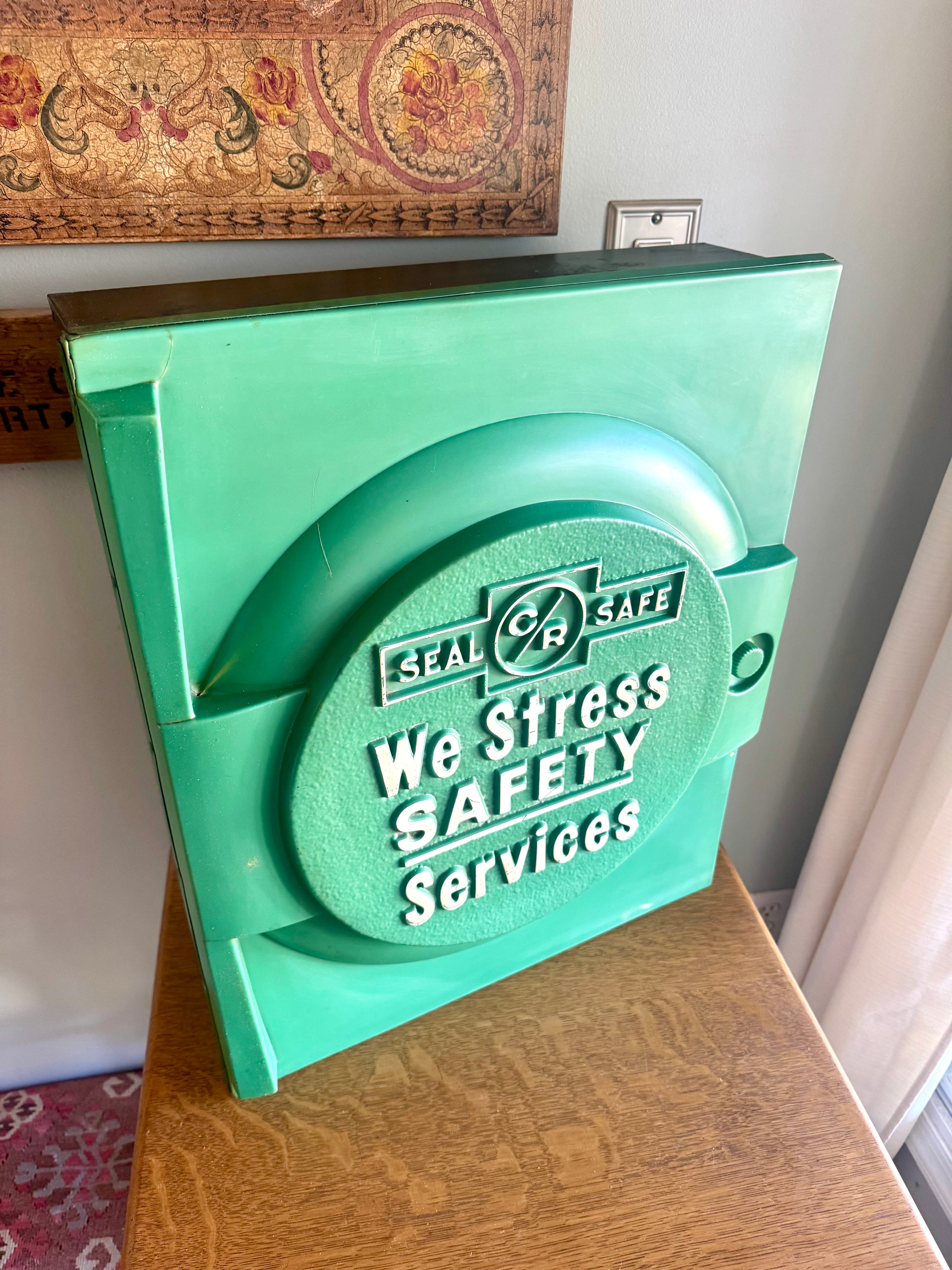 Vintage C/R Quality Oil Seal Wall Cabinet | Industrial Parts Cabinet | Mechanics Cabinet | Industrial Metal Display Cabinet | Industrial Decor Cabinet