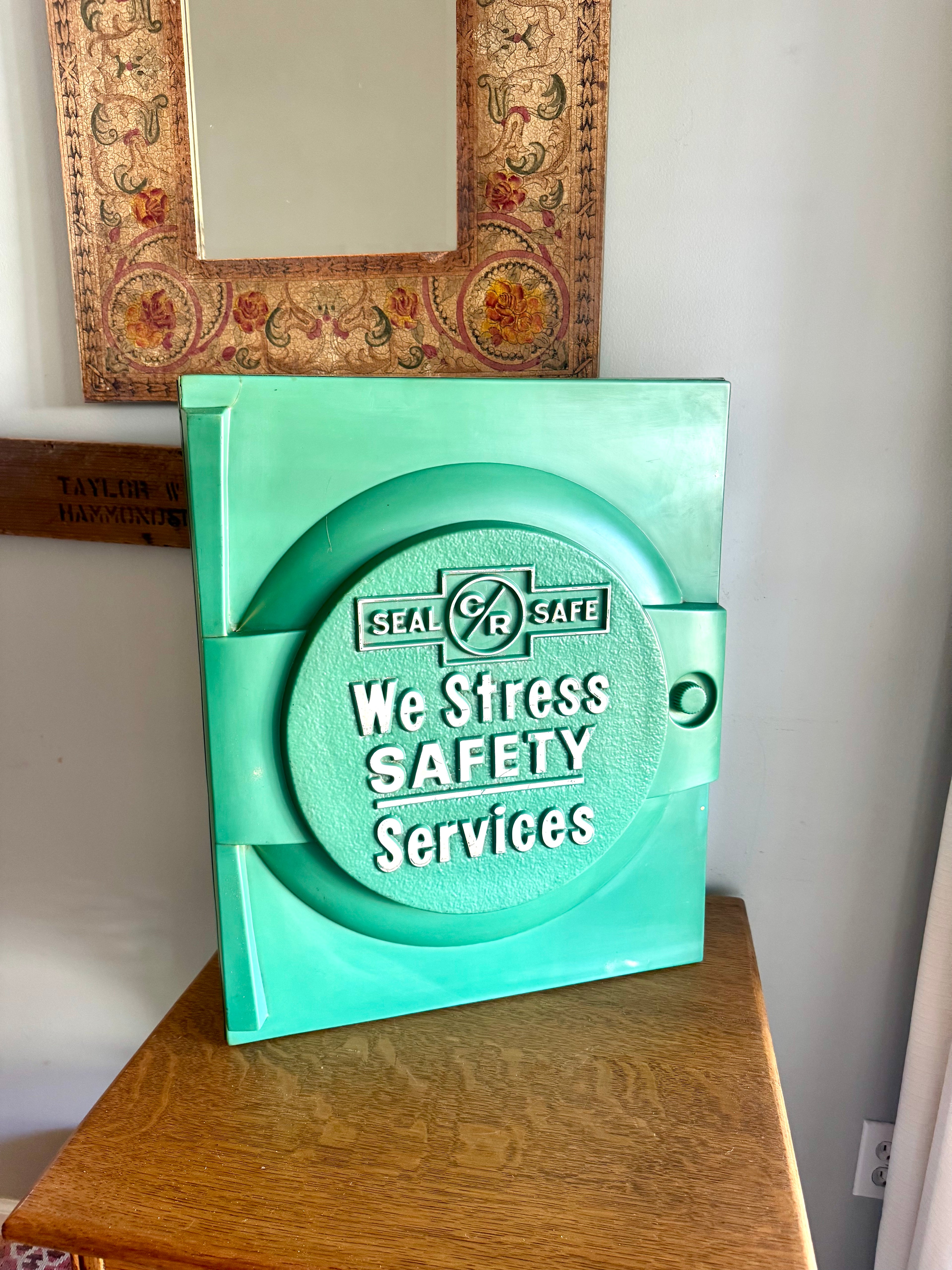 Vintage C/R Quality Oil Seal Wall Cabinet | Industrial Parts Cabinet | Mechanics Cabinet | Industrial Metal Display Cabinet | Industrial Decor Cabinet