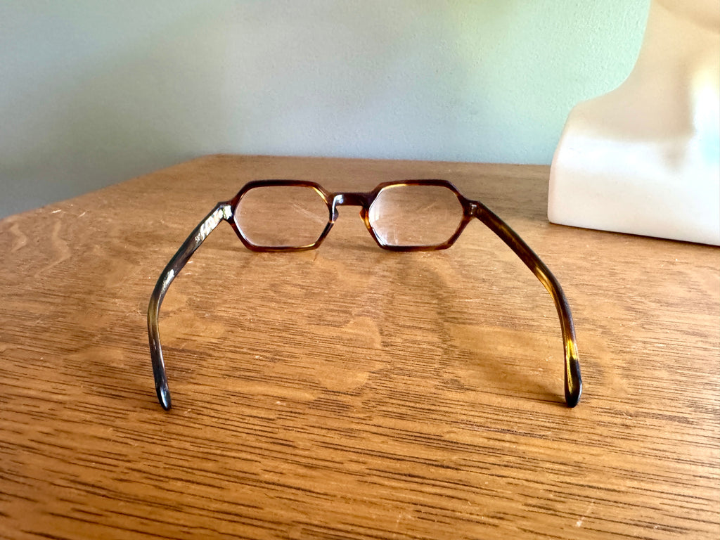Vtg Geometric Tortoiseshell Framed Eyeglasses ~ Italian Hexagon Tortoiseshell Eyewear