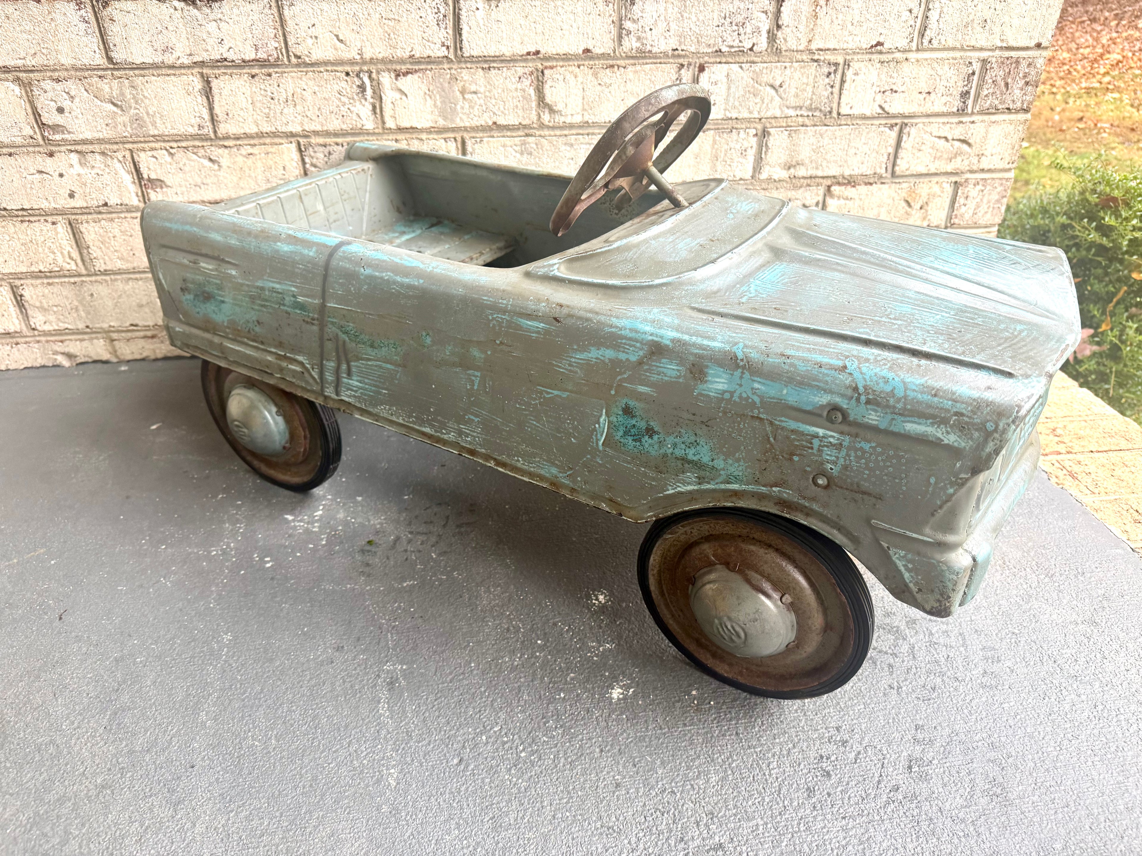 1960's Distressed Murray "Tee Bird" Pedal Car | Rustic Murray Pedal Car With New Tires