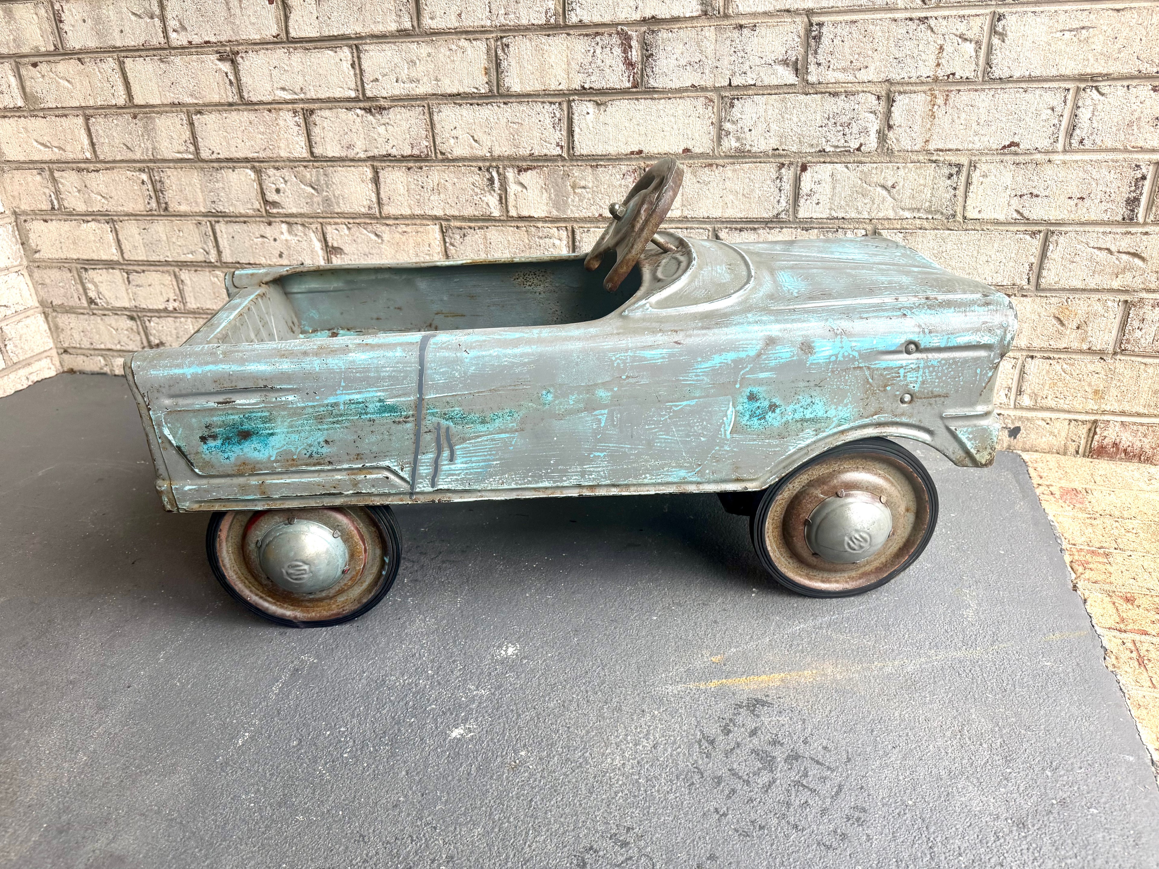 1960's Distressed Murray "Tee Bird" Pedal Car | Rustic Murray Pedal Car With New Tires