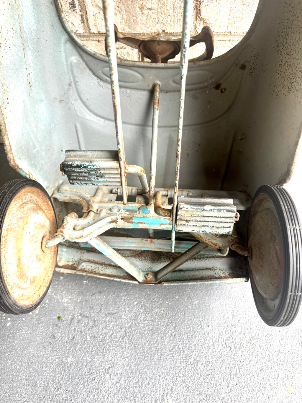 1960's Distressed Murray "Tee Bird" Pedal Car | Rustic Murray Pedal Car With New Tires