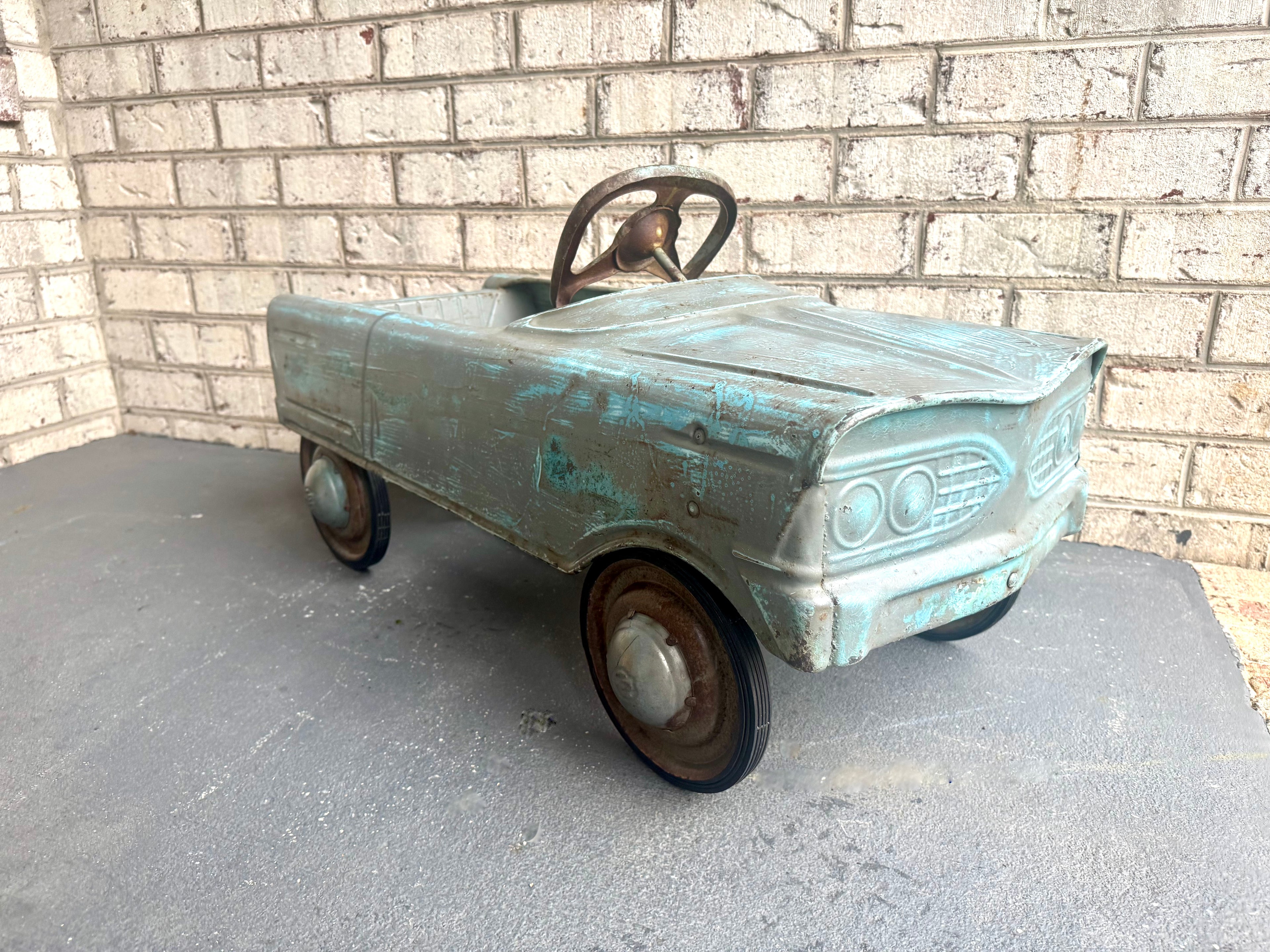 1960's Distressed Murray "Tee Bird" Pedal Car | Rustic Murray Pedal Car With New Tires