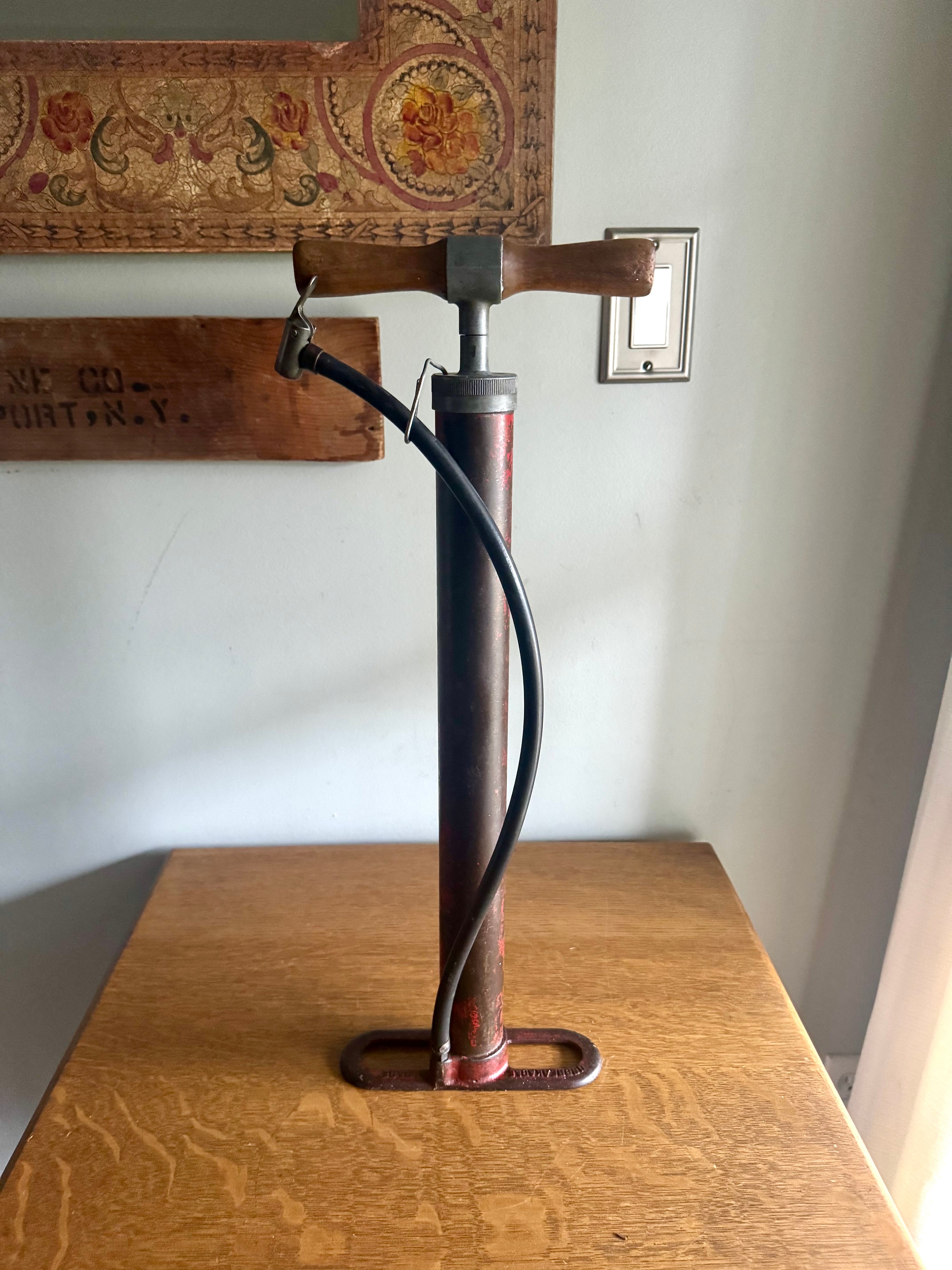 Vtg Metal and Wood Air Pump | Unbreakable Metal Tire Pump