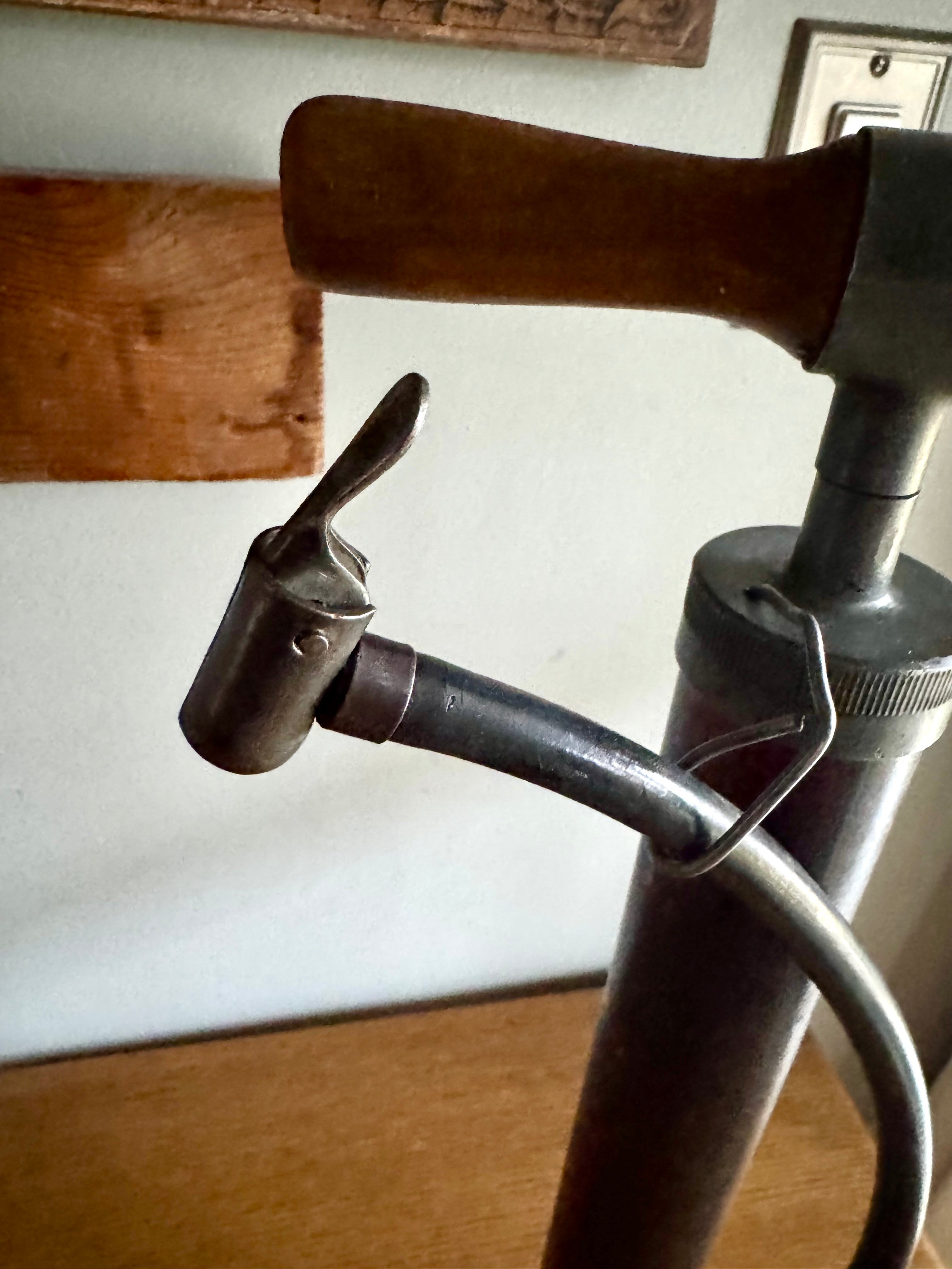Vtg Metal and Wood Air Pump | Unbreakable Metal Tire Pump