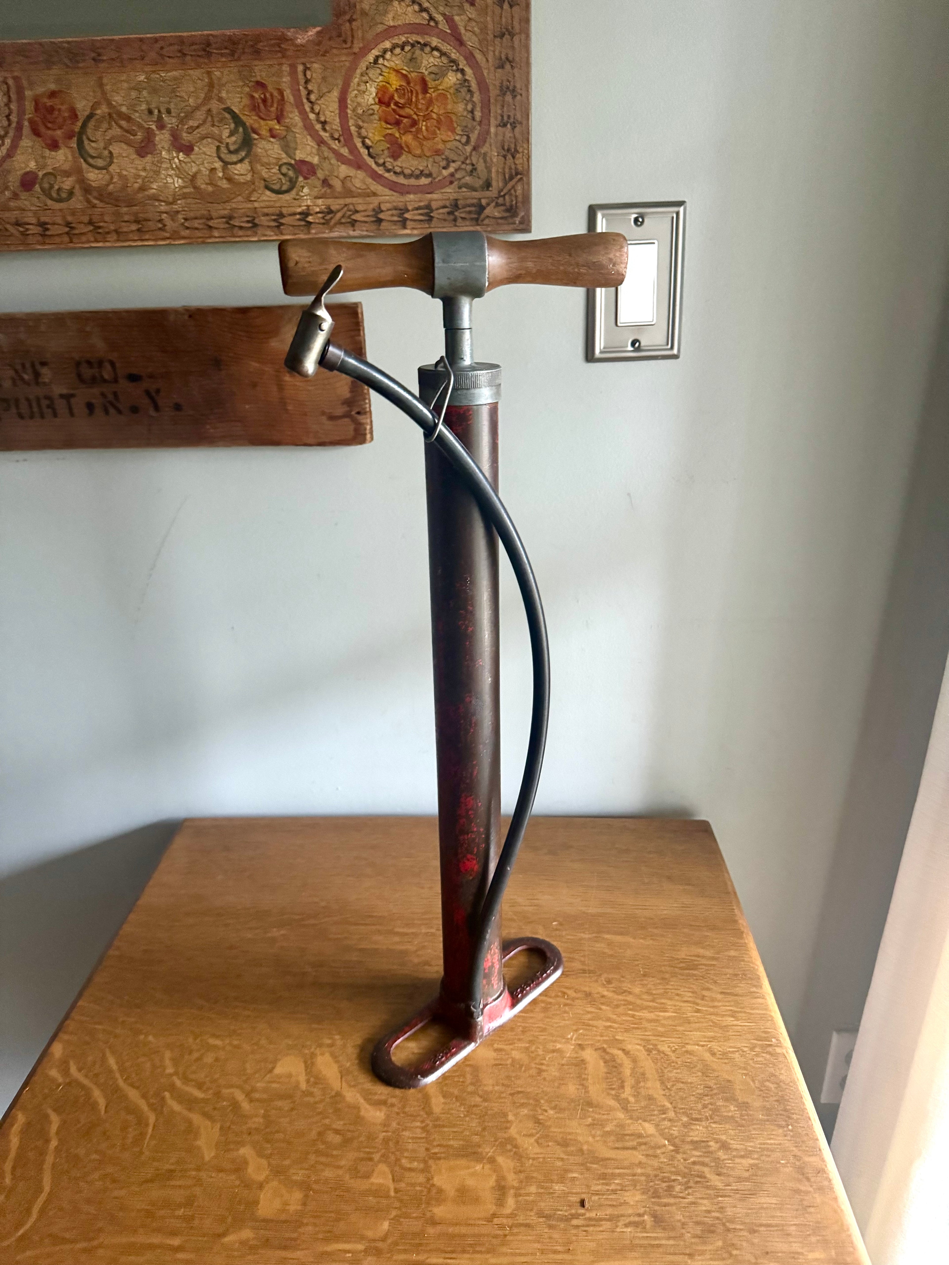 Vtg Metal and Wood Air Pump | Unbreakable Metal Tire Pump