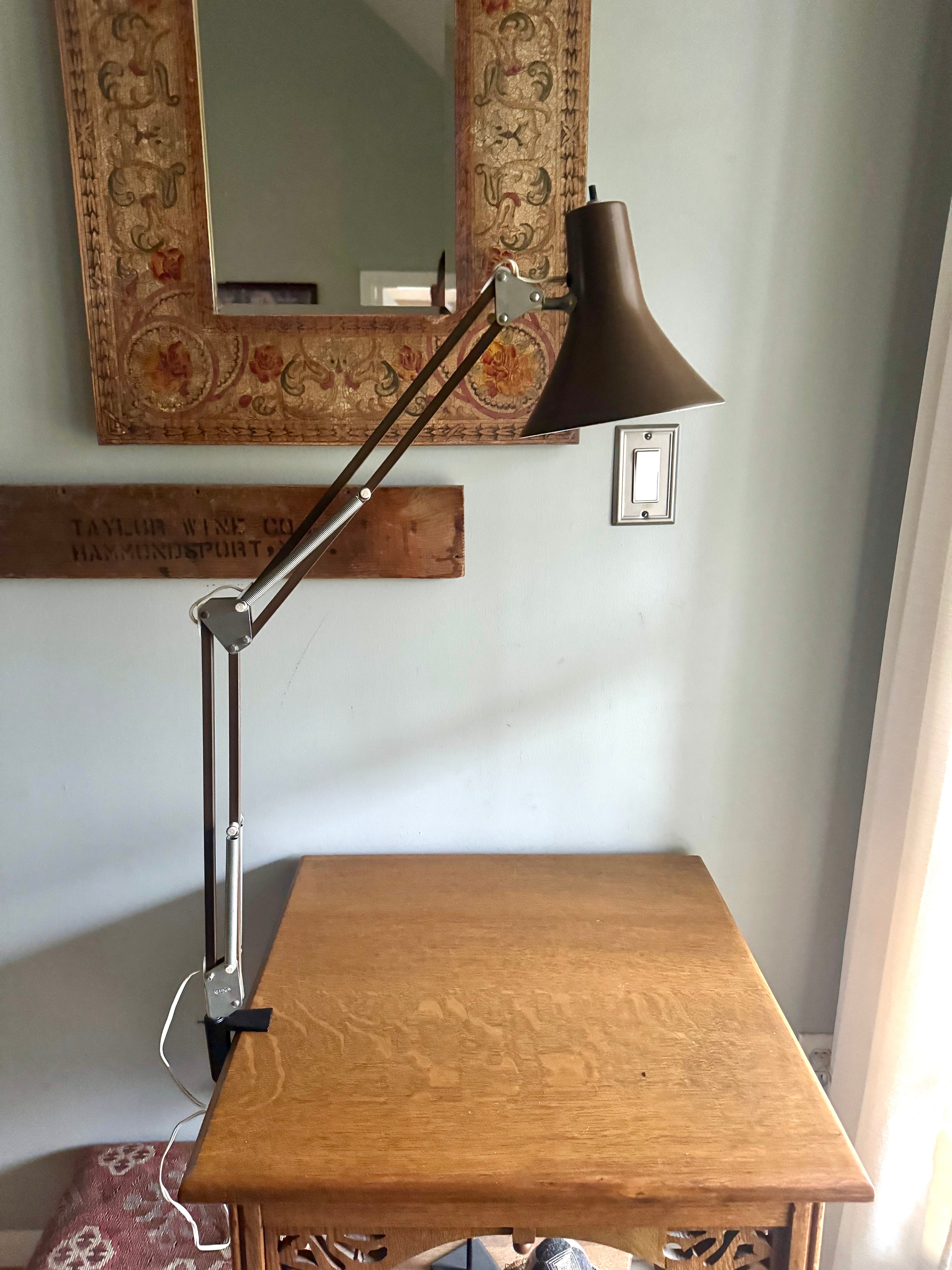 Vtg Luxo Articulating Drafting Lamp | MCM Brown Luxo Drafting Lamp