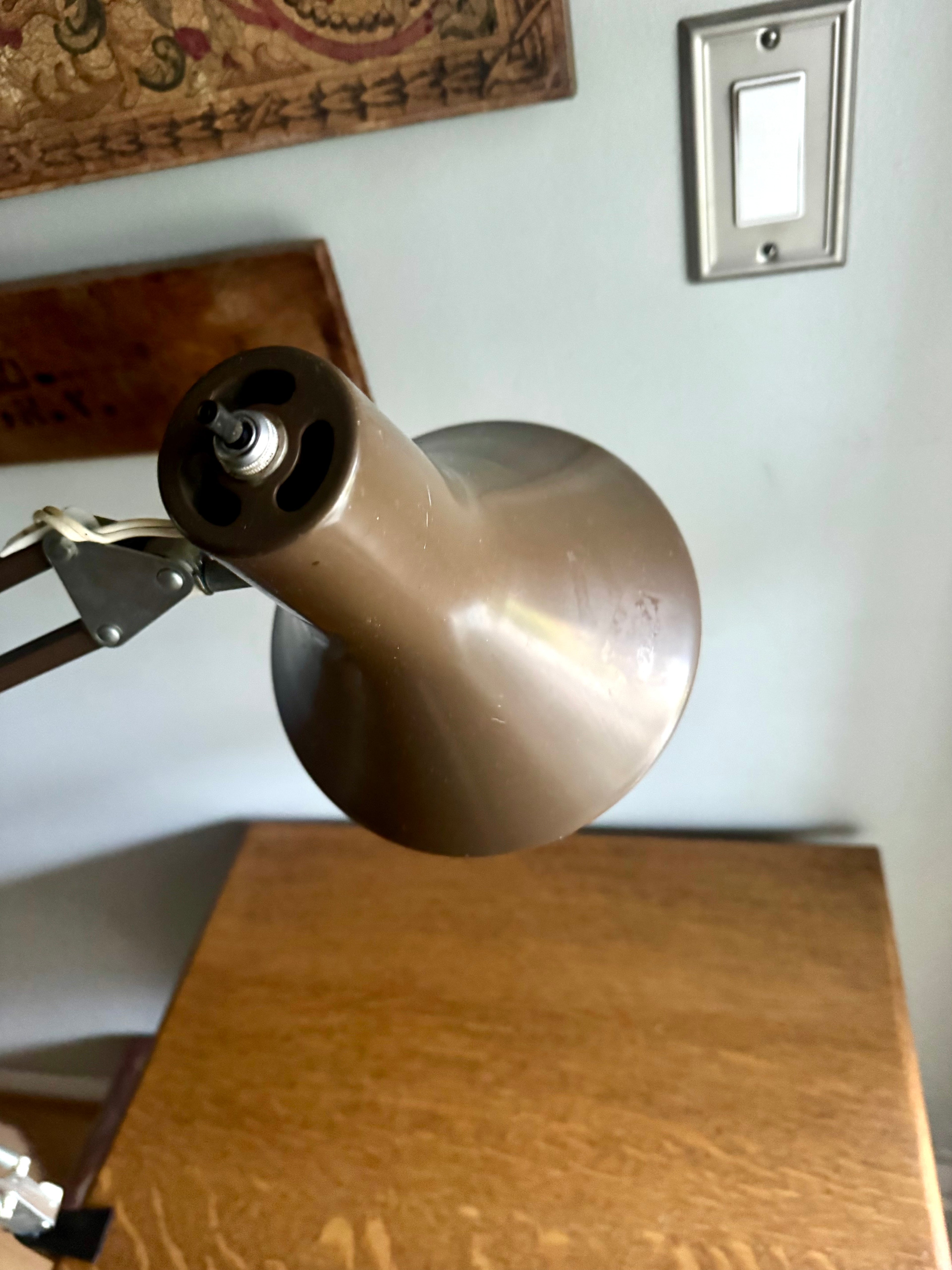 Vtg Luxo Articulating Drafting Lamp | MCM Brown Luxo Drafting Lamp