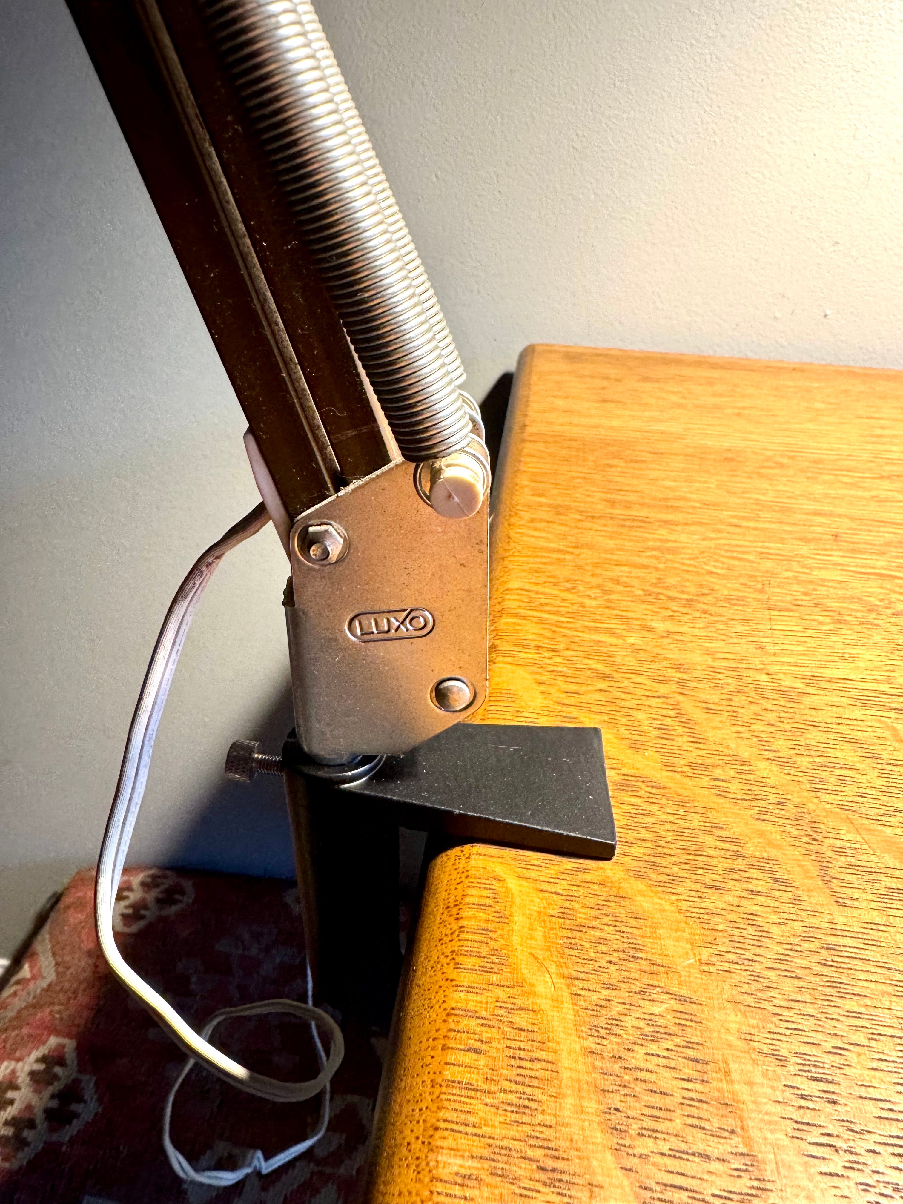 Vtg Luxo Articulating Drafting Lamp | MCM Brown Luxo Drafting Lamp