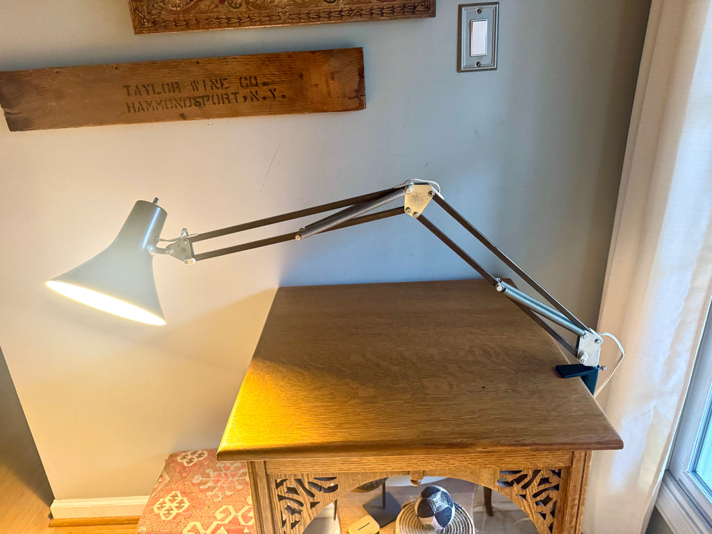 Vtg Luxo Articulating Drafting Lamp | MCM Brown Luxo Drafting Lamp