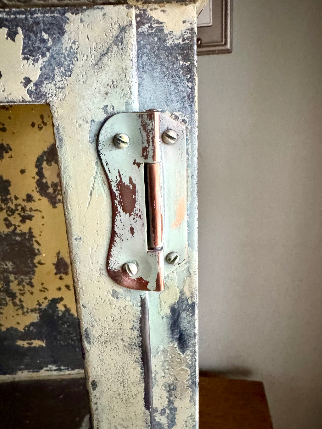 Early 20th Century Distressed Paint Sterilizer Cabinet | Antique Metal Display Cabinet | Apothecary Cabinet