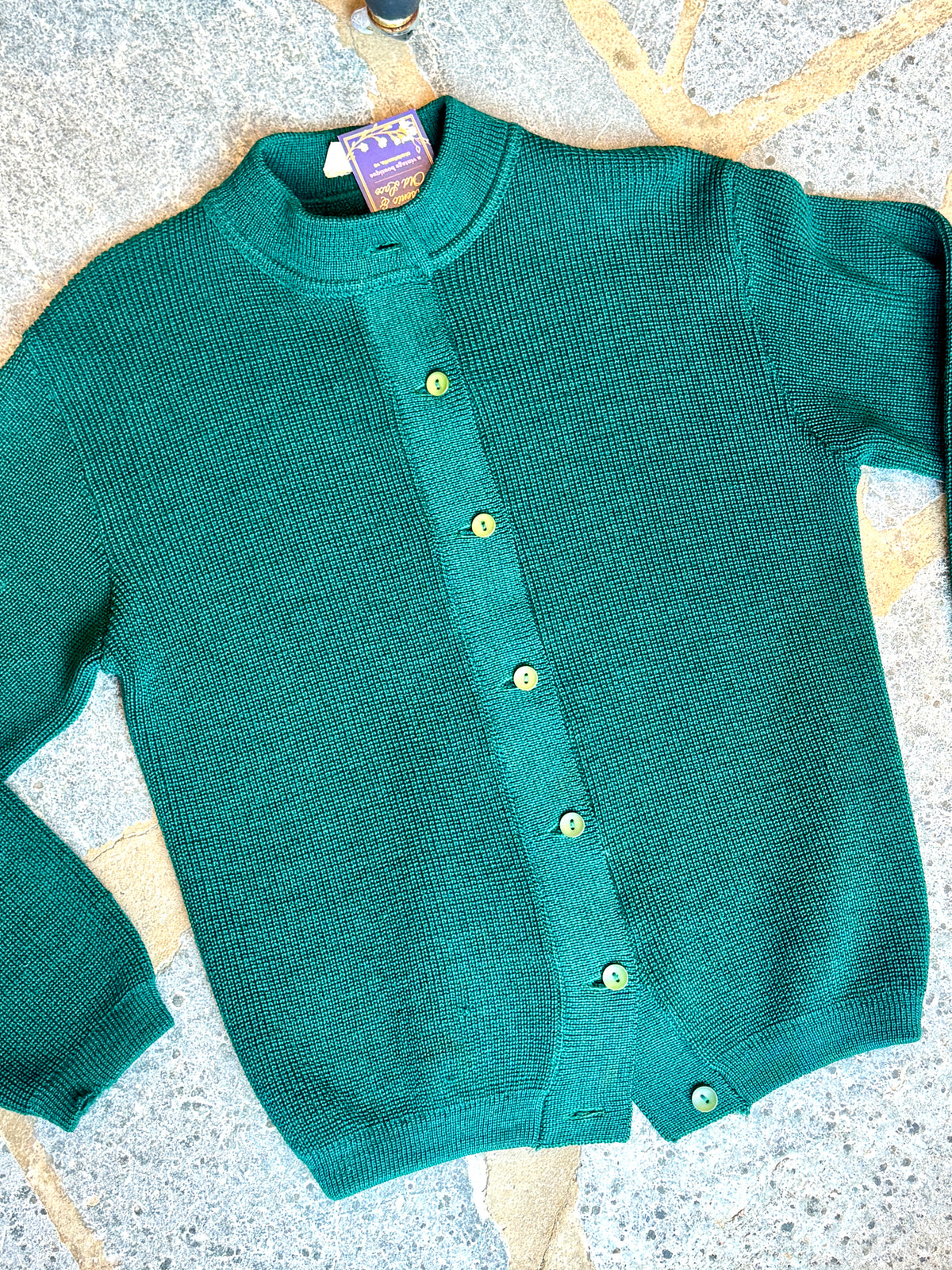 1930's/40's Pure Wool Deep Emerald Green Cardigan Sweater ~ Size M