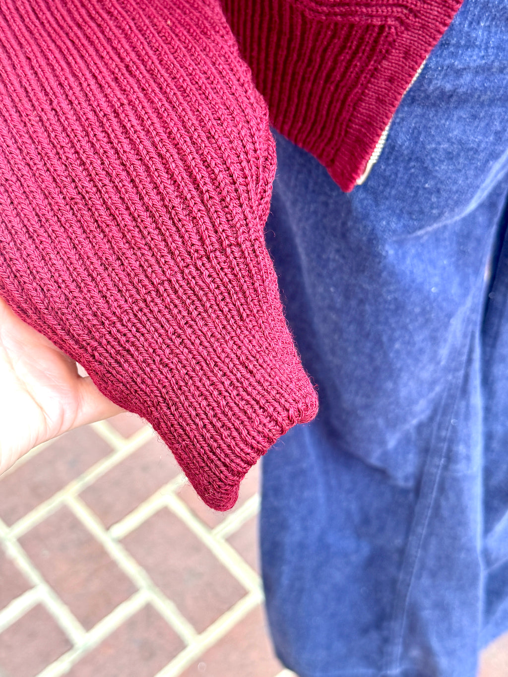 1930's Hand Knitted German Sweater ~ German Handmade Ribbed Knit Zip Down Cardigan