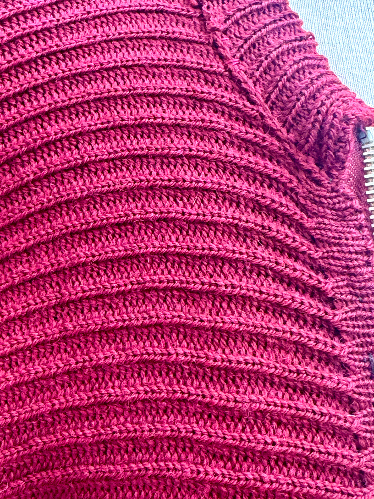 1930's Hand Knitted German Sweater ~ German Handmade Ribbed Knit Zip Down Cardigan