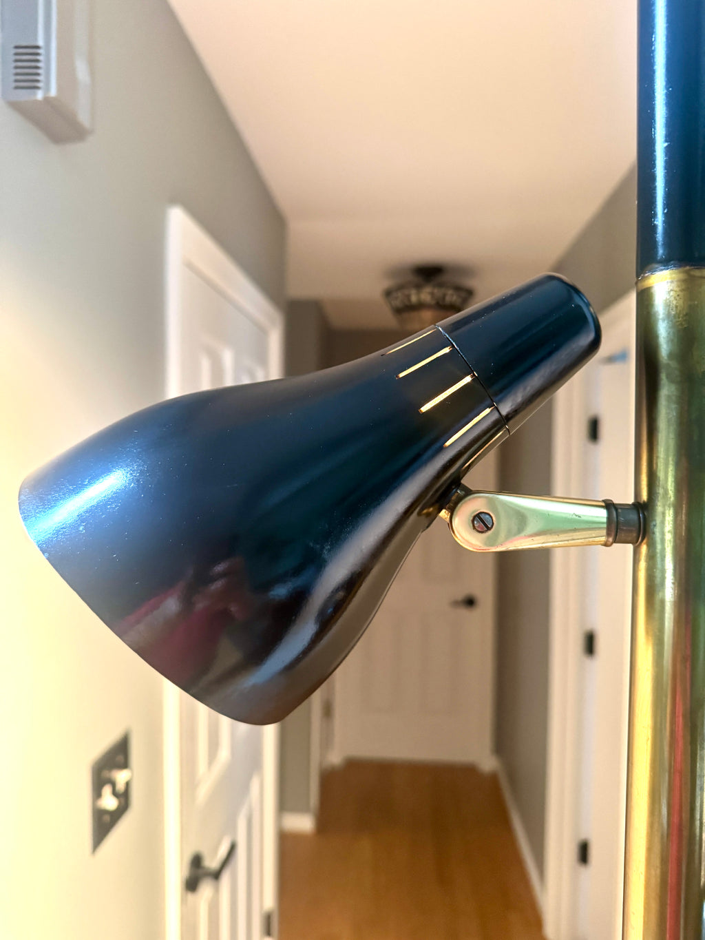 Mid Century Modern Lightolier 3 Shade Tension Pole Lamp Gerald Thurston 1950s