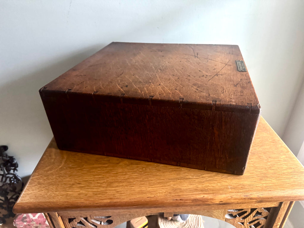 Antique Oak Card Catalog Cabinet | 2 Drawer Wooden Filing Cabinet | Oak Storage Cabinet