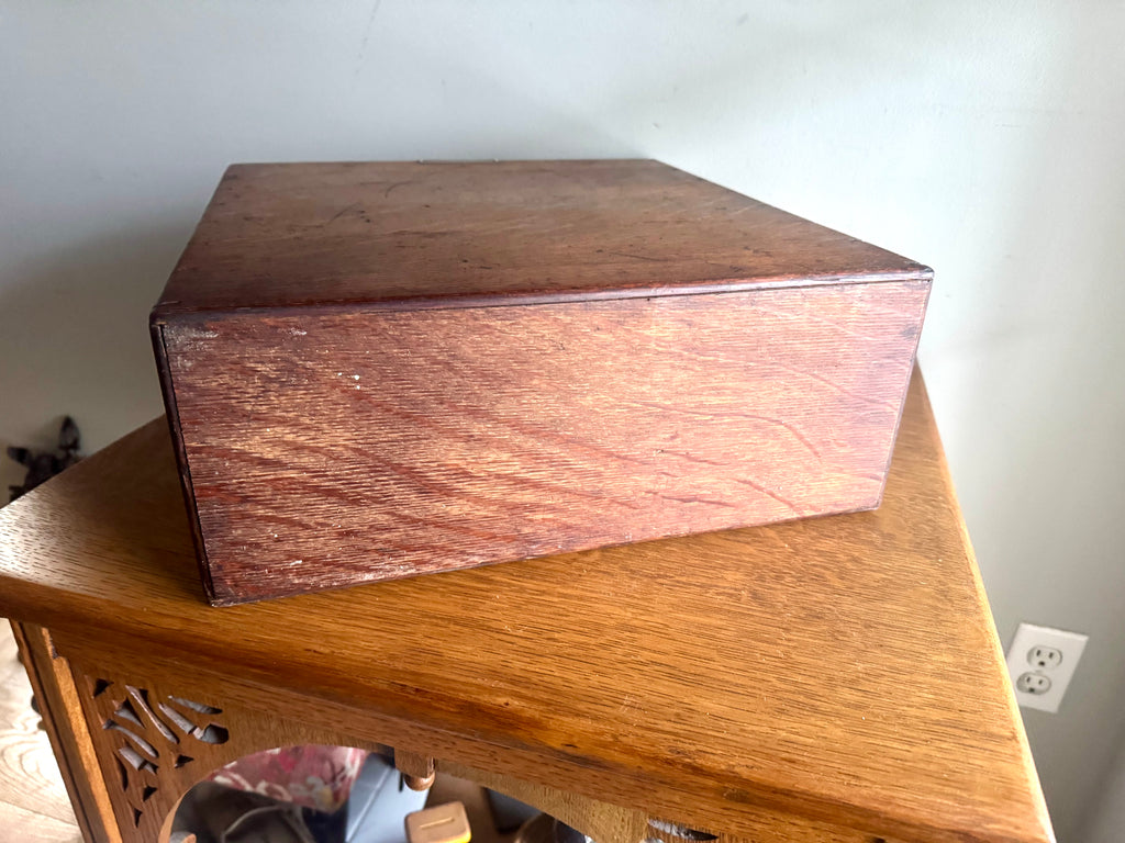 Antique Oak Card Catalog Cabinet | 2 Drawer Wooden Filing Cabinet | Oak Storage Cabinet