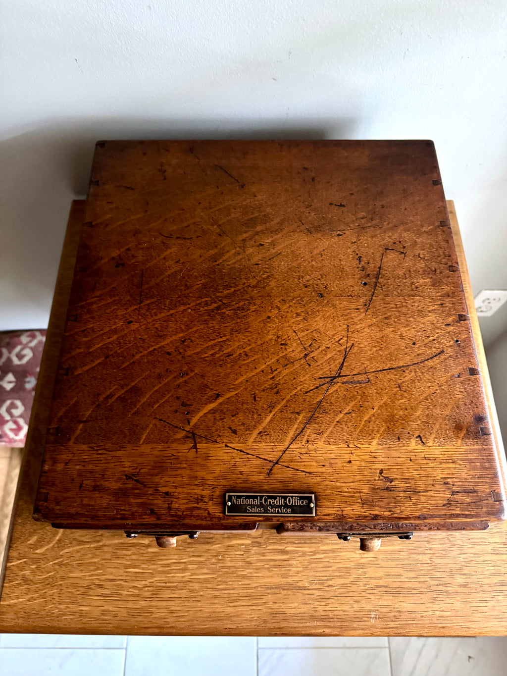 Antique Oak Card Catalog Cabinet | 2 Drawer Wooden Filing Cabinet | Oak Storage Cabinet