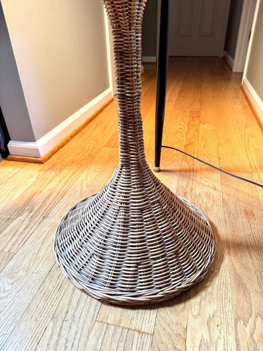 MCM Rattan Round Drink Table ~ Danny Ho Fong Style Rattan Hour Glass Table