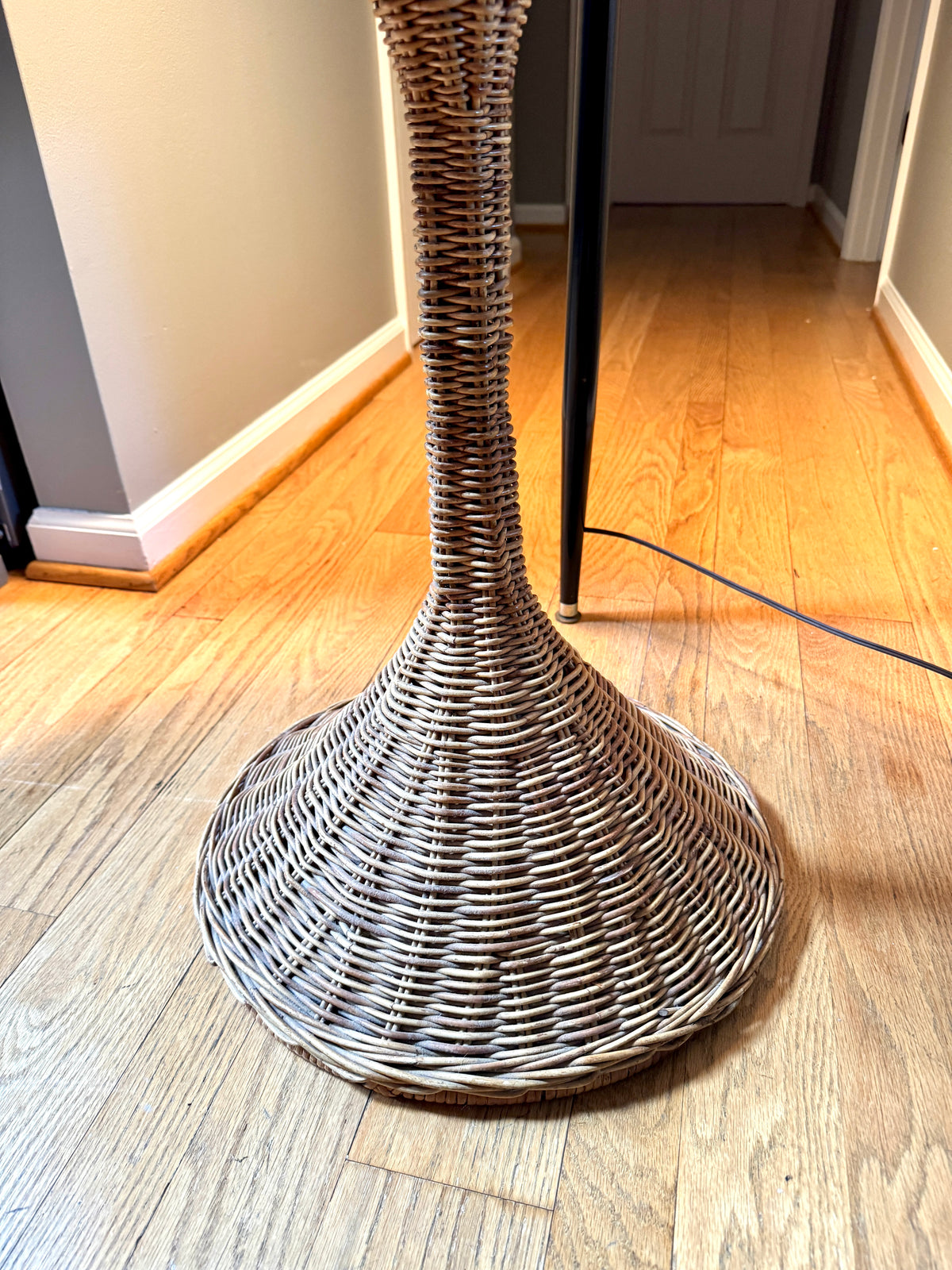 MCM Rattan Round Drink Table ~ Danny Ho Fong Style Rattan Hour Glass Table