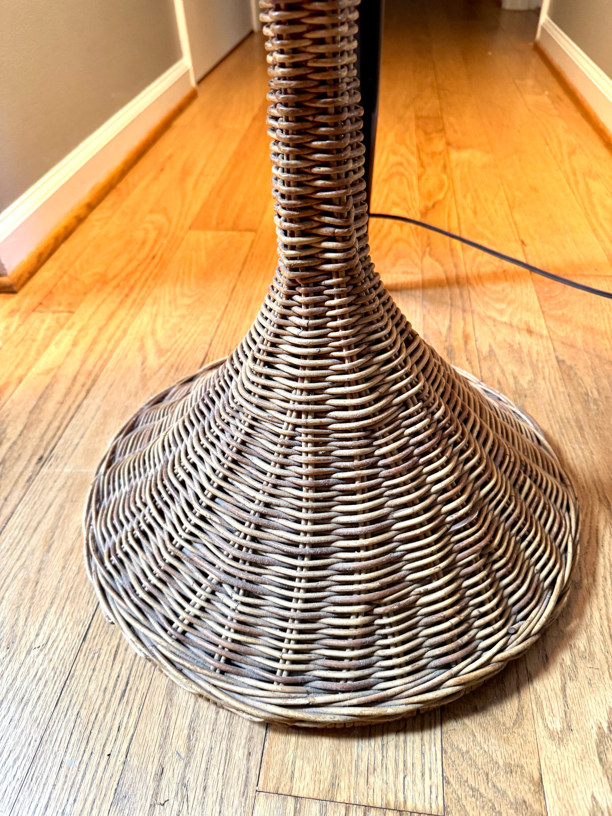 MCM Rattan Round Drink Table ~ Danny Ho Fong Style Rattan Hour Glass Table