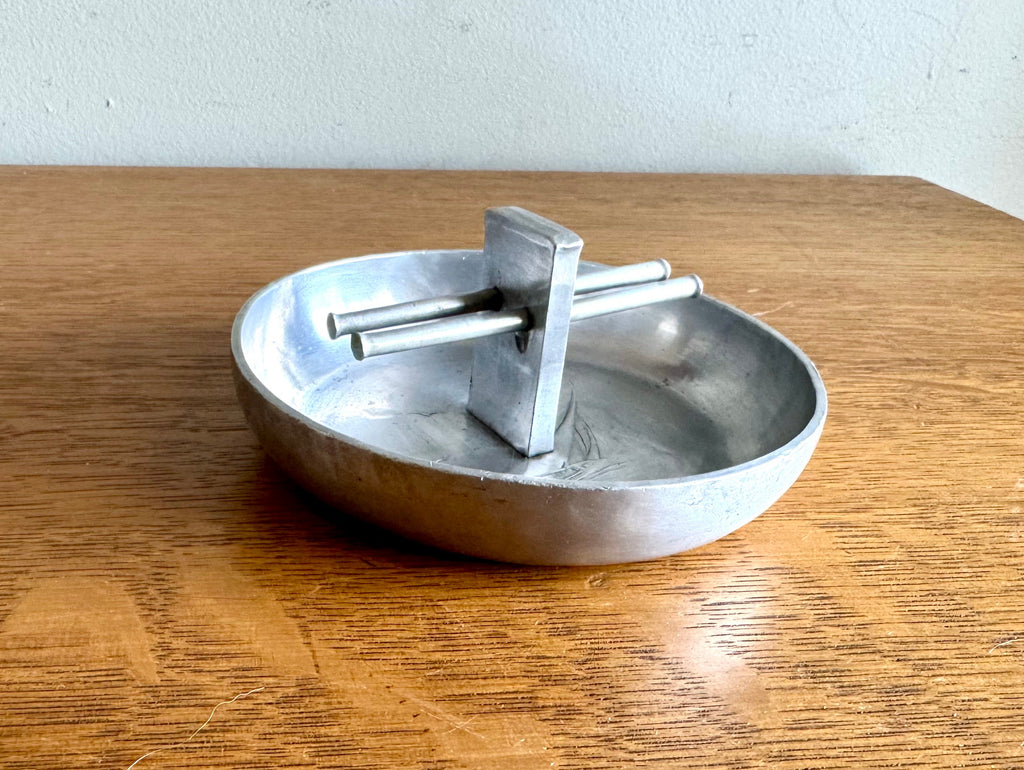 Vtg Nautical Themed Hammered Aluminum Ashtray | Wendell August Forge Inc. Ashtray