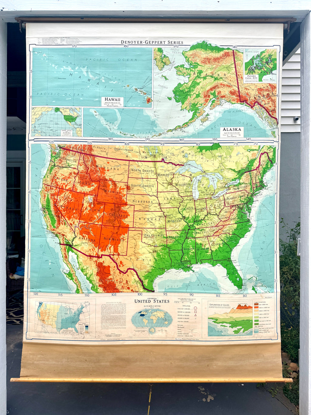 1960's Denoyer-Geppert Continental United States Pull Down School Map ~ 60's Classroom Map