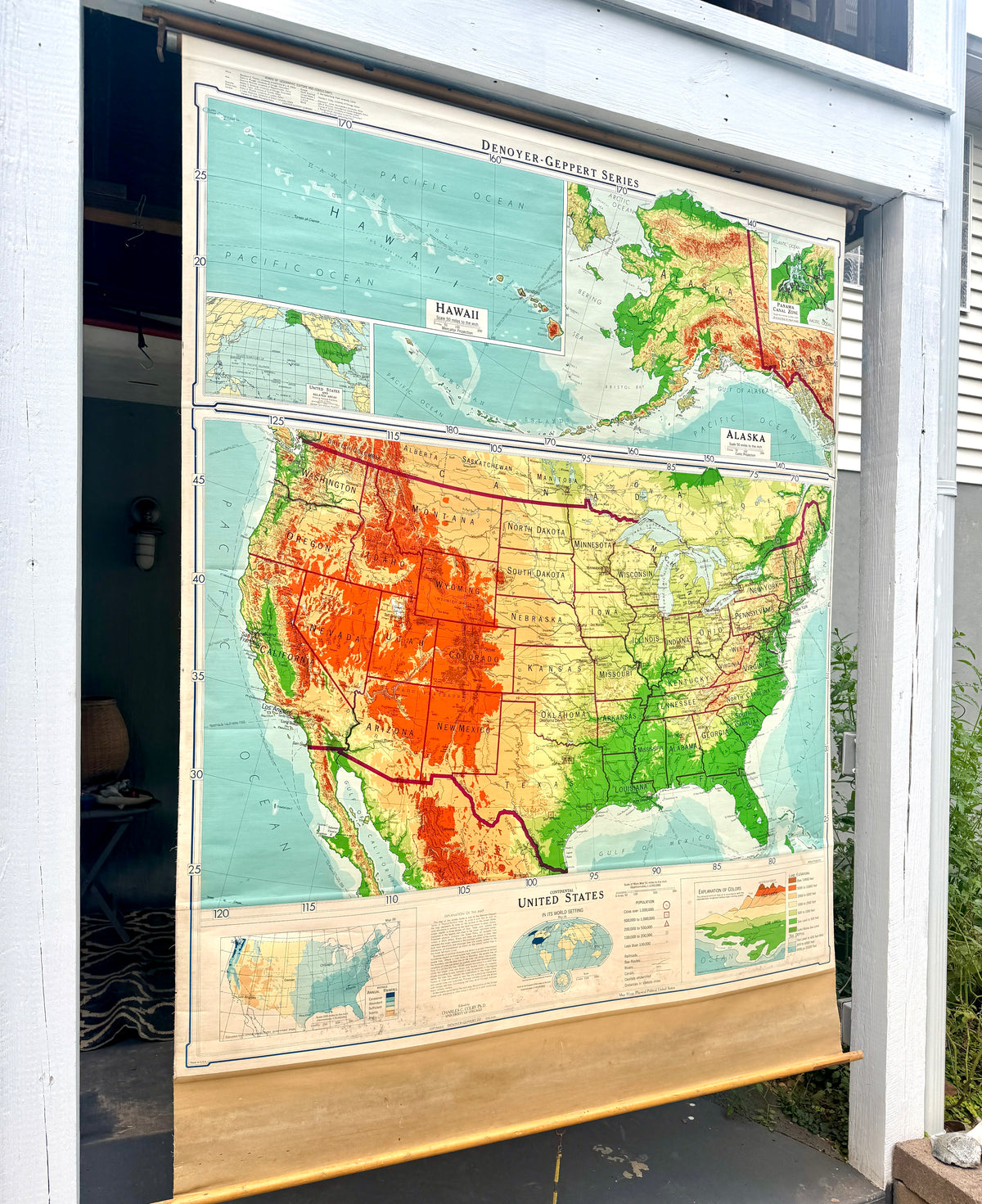 1960's Denoyer-Geppert Continental United States Pull Down School Map ~ 60's Classroom Map