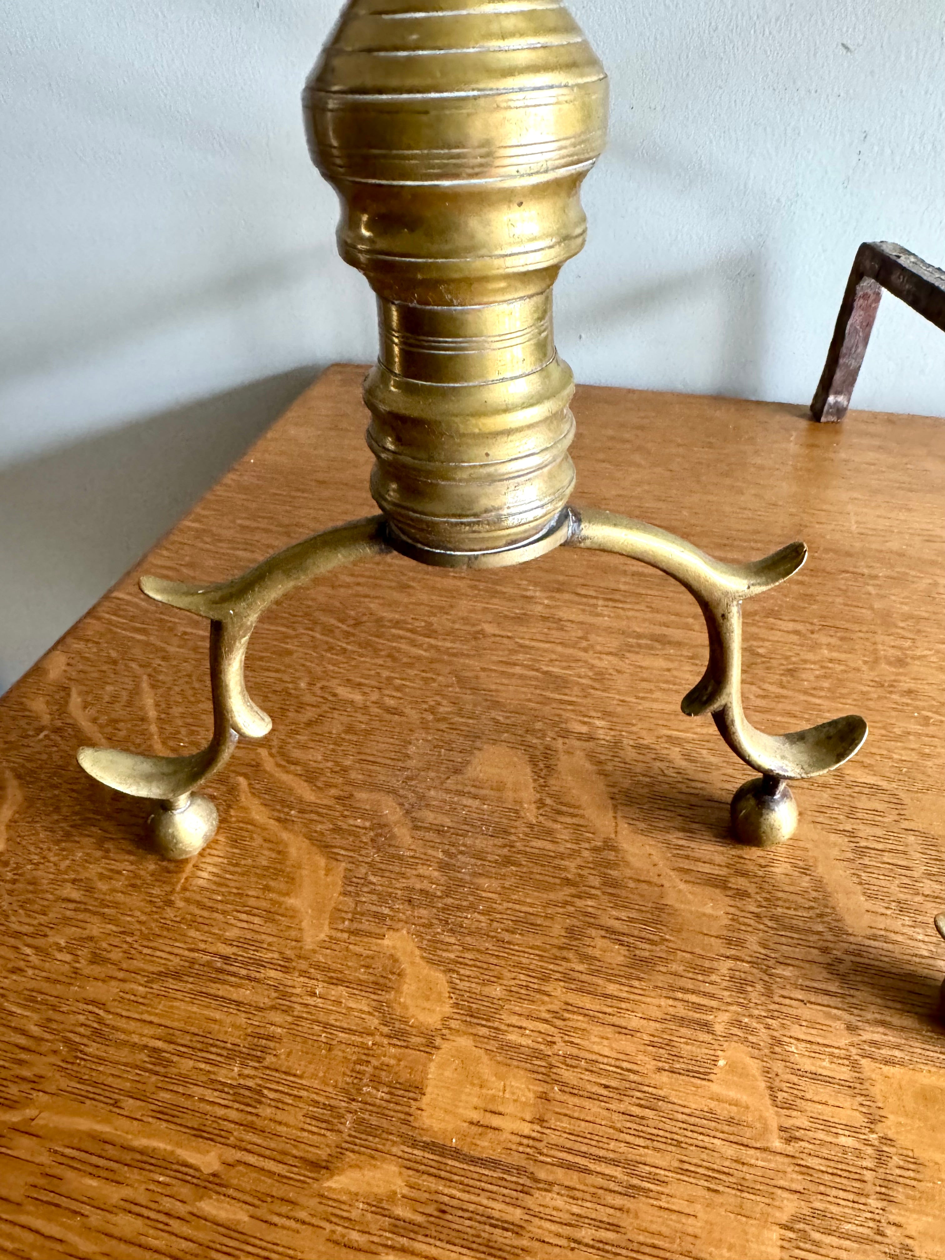 Pair of Victorian Style Andirons | Distressed Beehive Andirons | Queen Anne Style Andirons