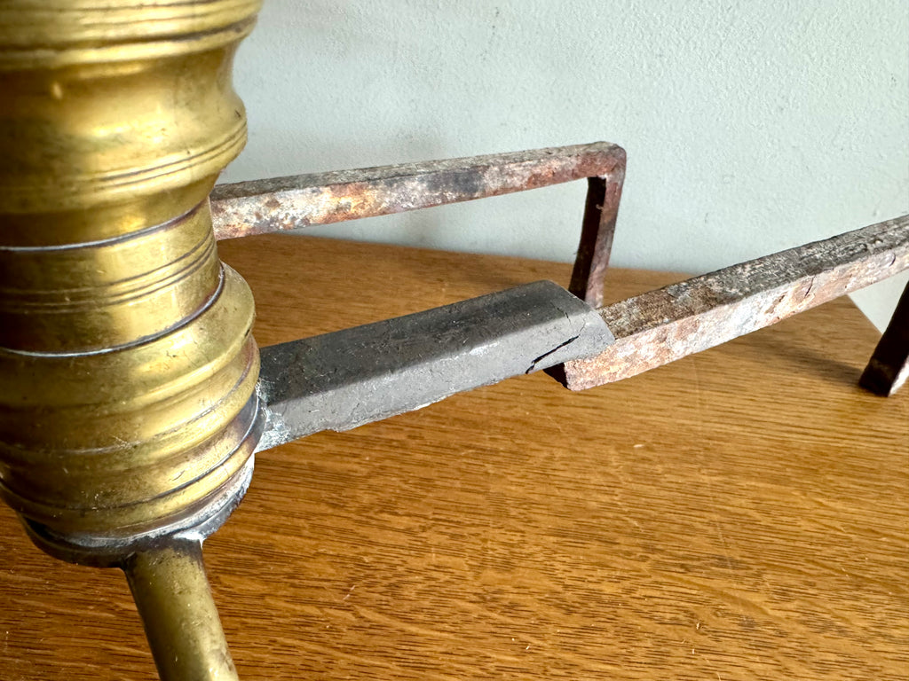 Pair of Victorian Style Andirons | Distressed Beehive Andirons | Queen Anne Style Andirons