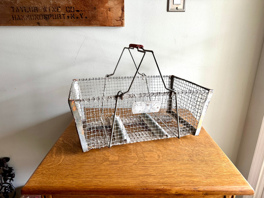 Antique Wire Basket With Two Handles | Wire Backet With Wooden Bottom | Display Basket
