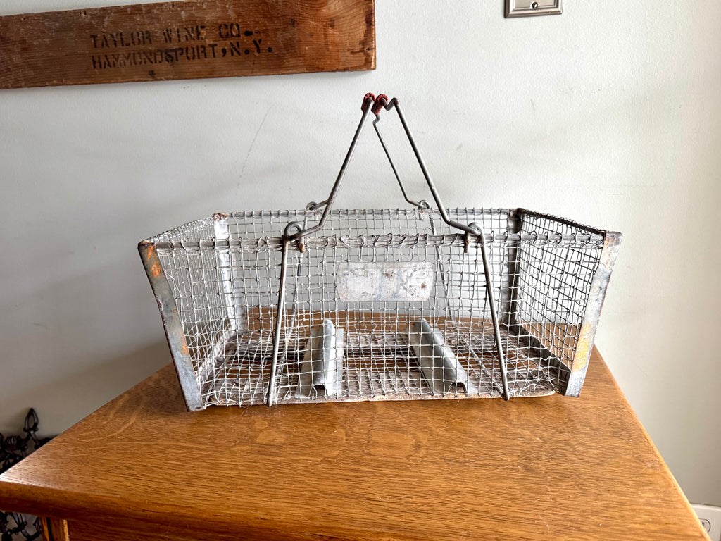 Antique Wire Basket With Two Handles | Wire Backet With Wooden Bottom | Display Basket