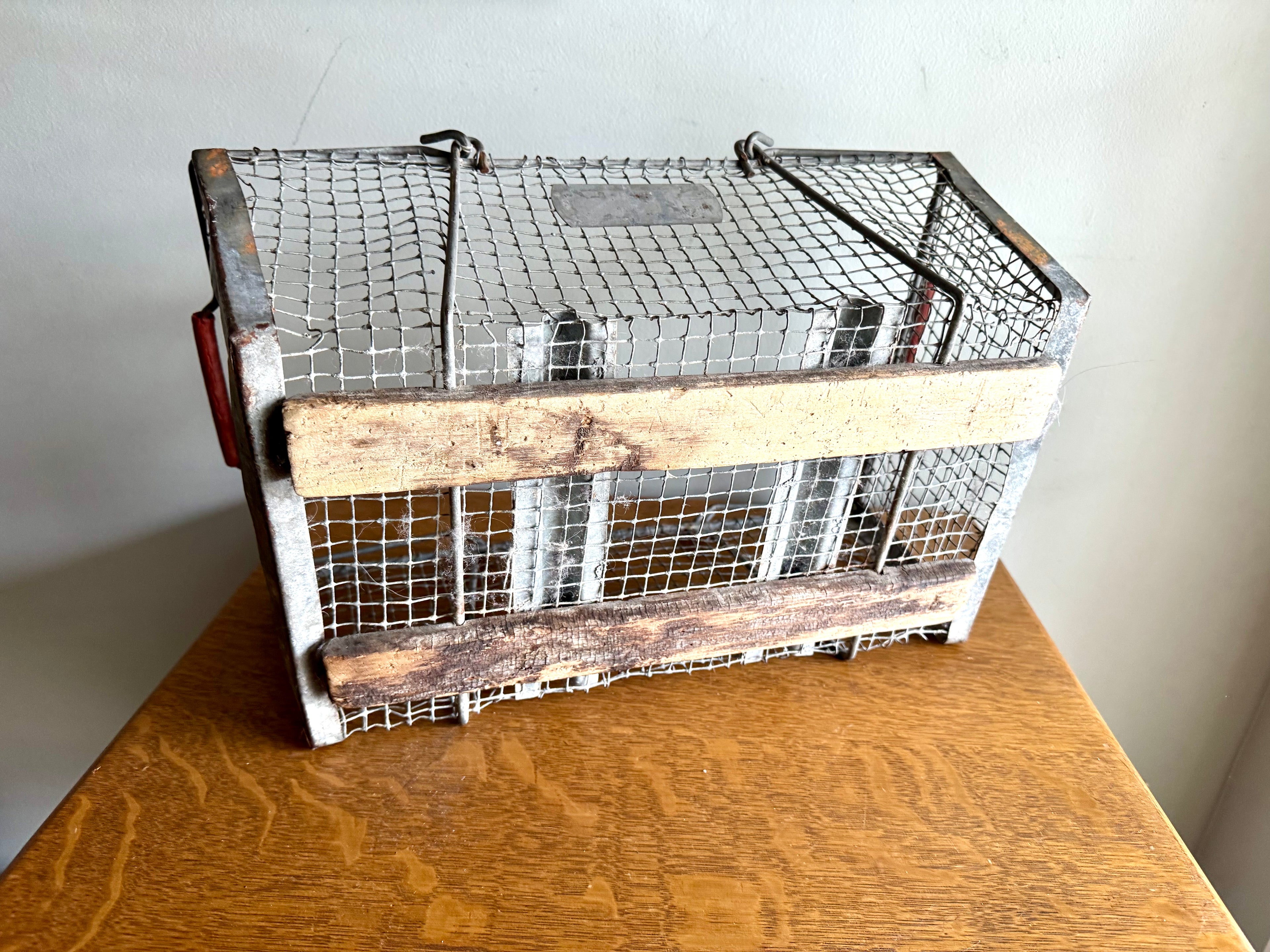 Antique Wire Basket With Two Handles | Wire Backet With Wooden Bottom | Display Basket