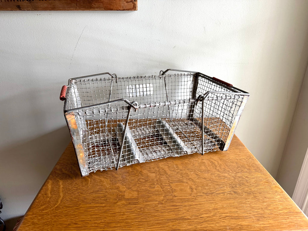 Antique Wire Basket With Two Handles | Wire Backet With Wooden Bottom | Display Basket