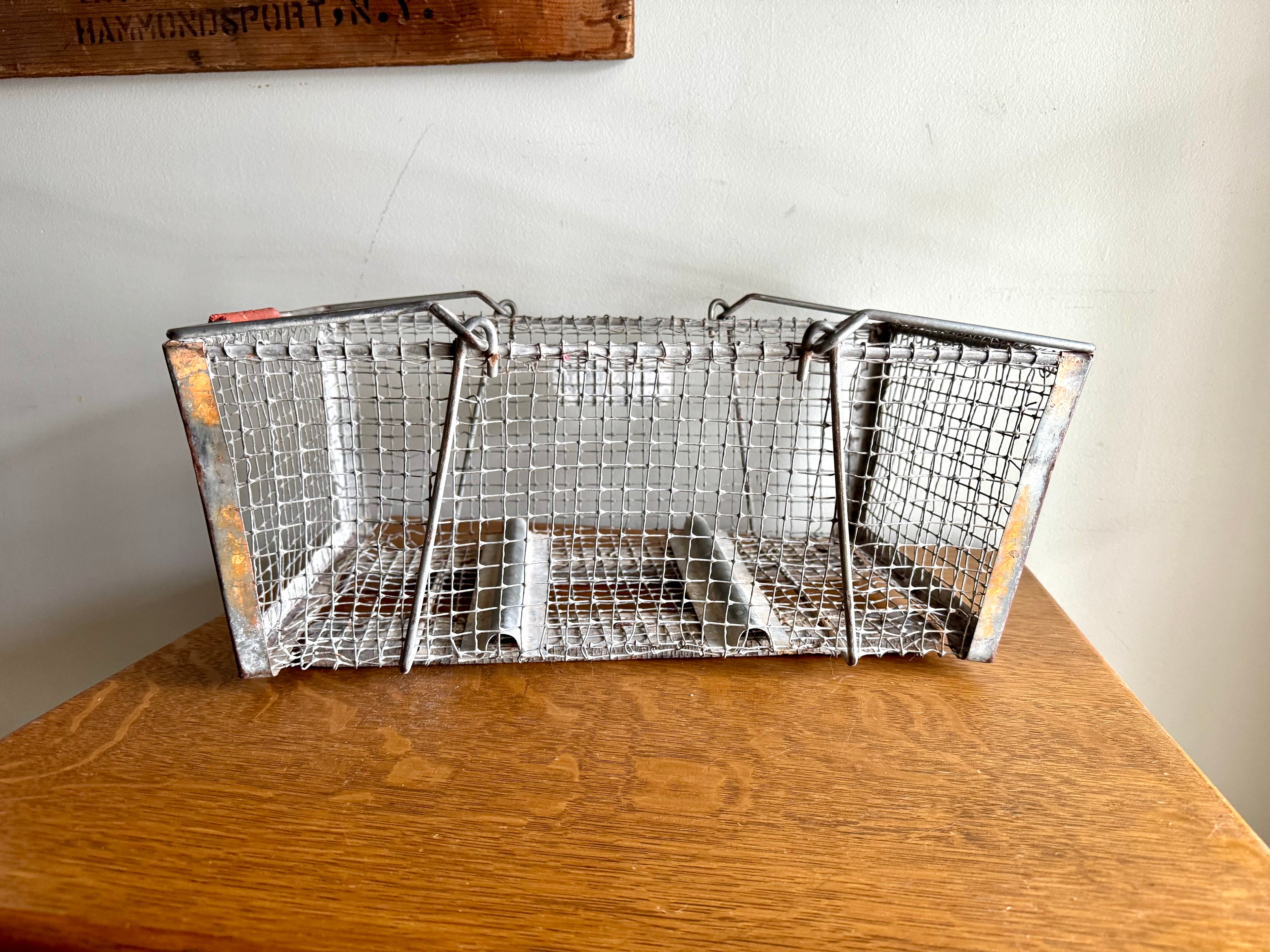 Antique Wire Basket With Two Handles | Wire Backet With Wooden Bottom | Display Basket