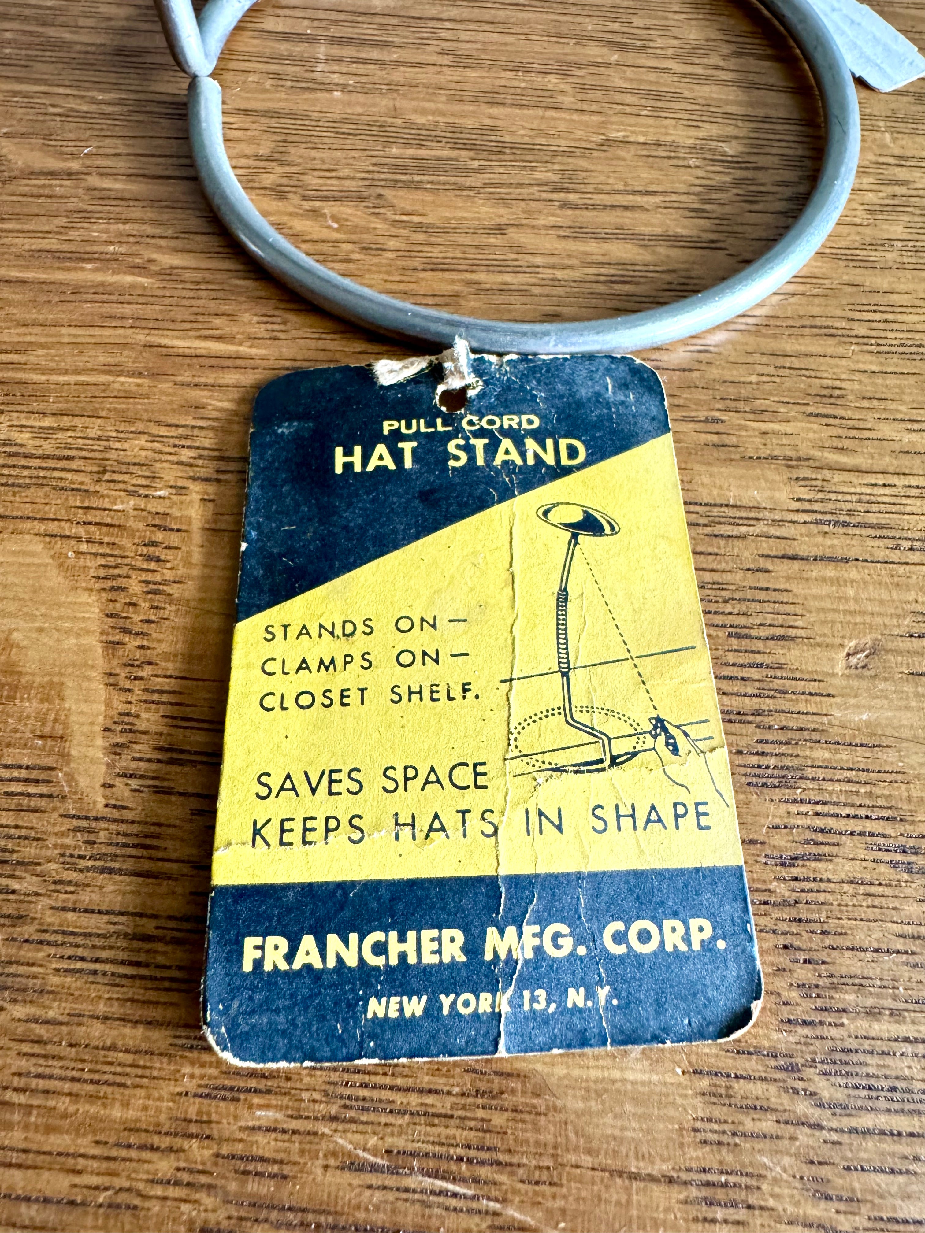 Vintage Francher MFG Display Hat Stand | Pull Cord Hat Stand |