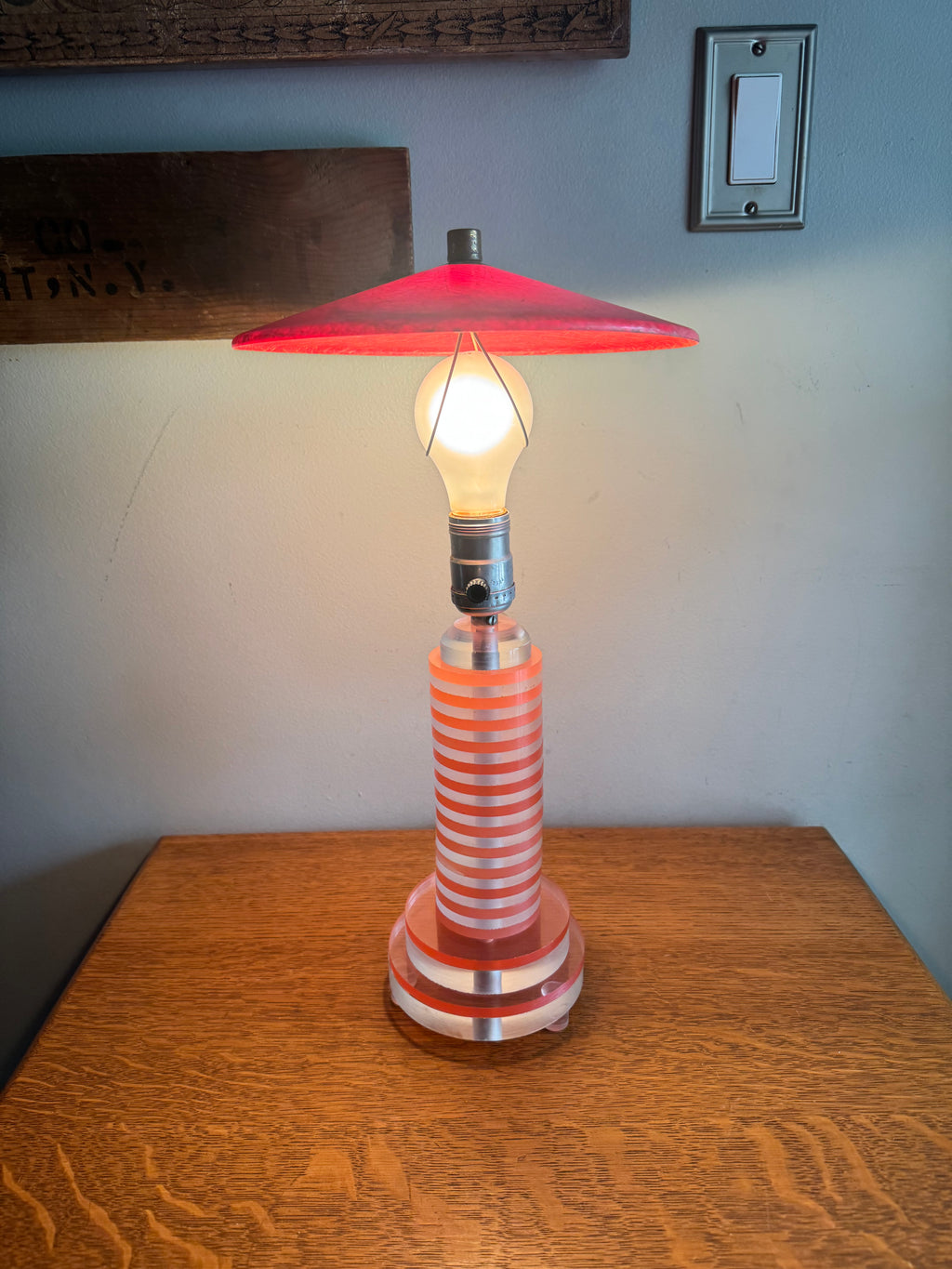 MCM Pink and Clear Lucite Lamp | MCM Table Lamp