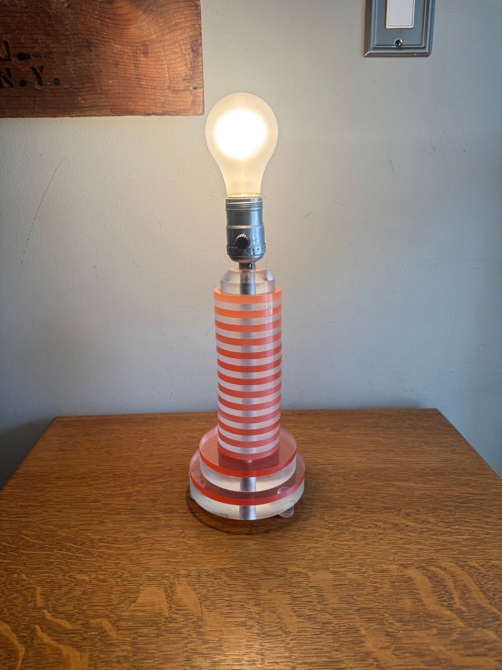 MCM Pink and Clear Lucite Lamp | MCM Table Lamp