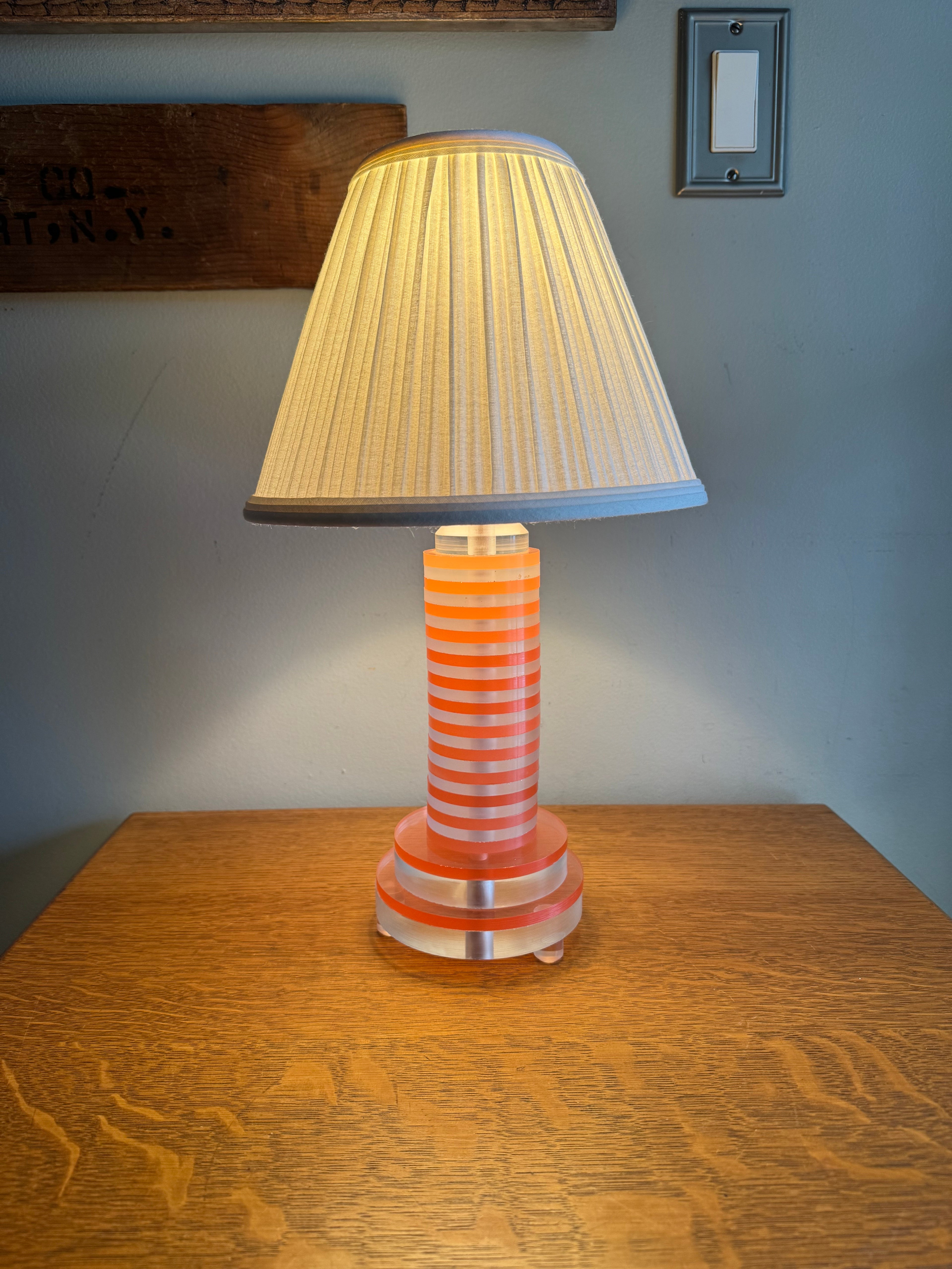 MCM Pink and Clear Lucite Lamp | MCM Table Lamp