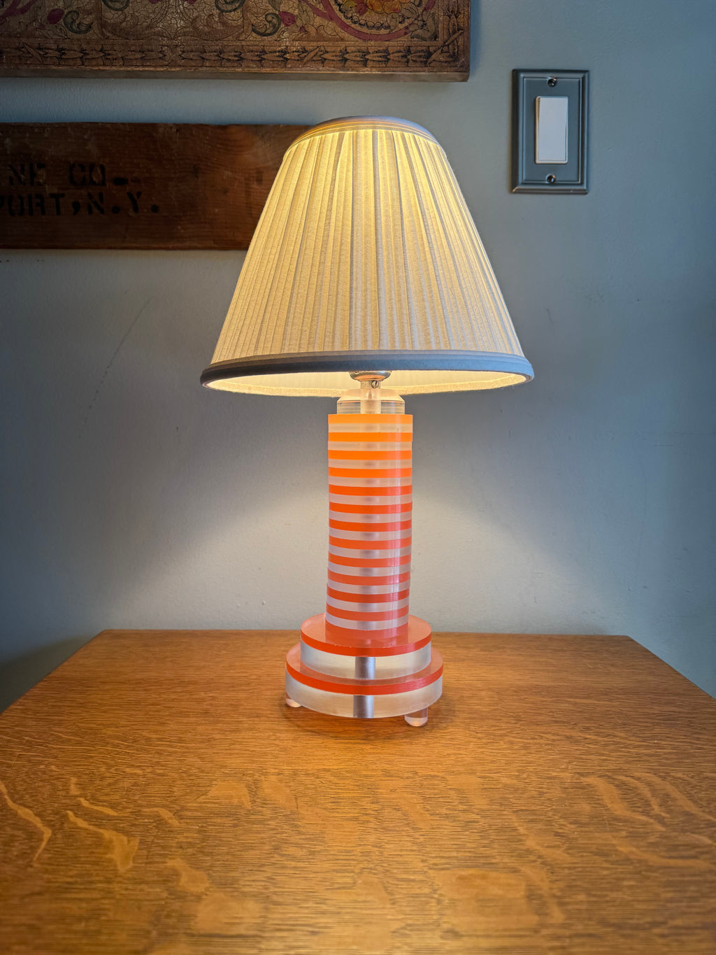 MCM Pink and Clear Lucite Lamp | MCM Table Lamp